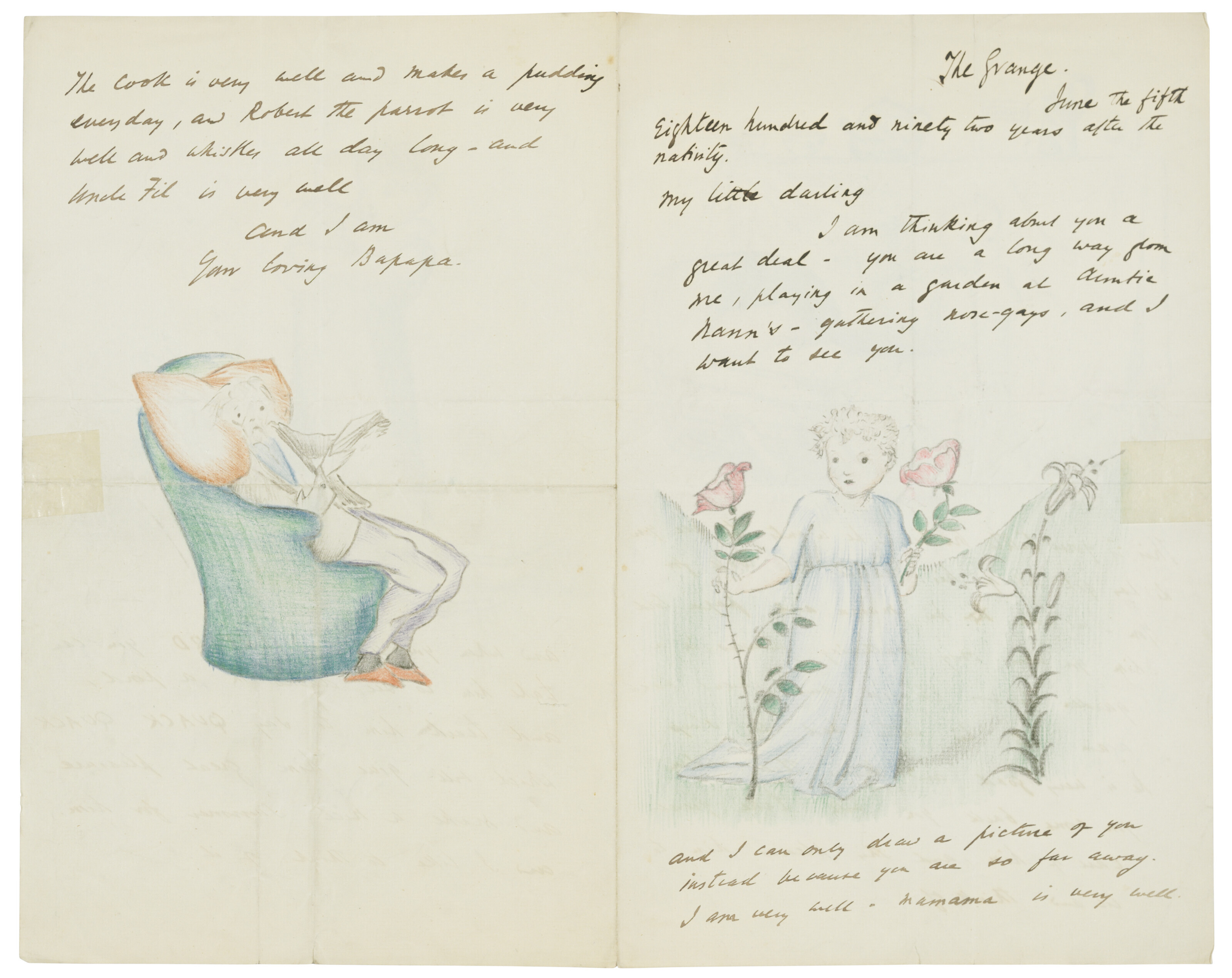 Edward Burne-Jones — 20 писем и открыток с автографами, из которых 19 иллюстрированы, внучке художника Анджеле Тиркелл (одно, по–видимому, ее матери, его дочери Маргарет), Роттингдин, Западный Кенсингтон и н.п., 14 февраля 1890 - Рождество 1893 и н. п., изображение 23