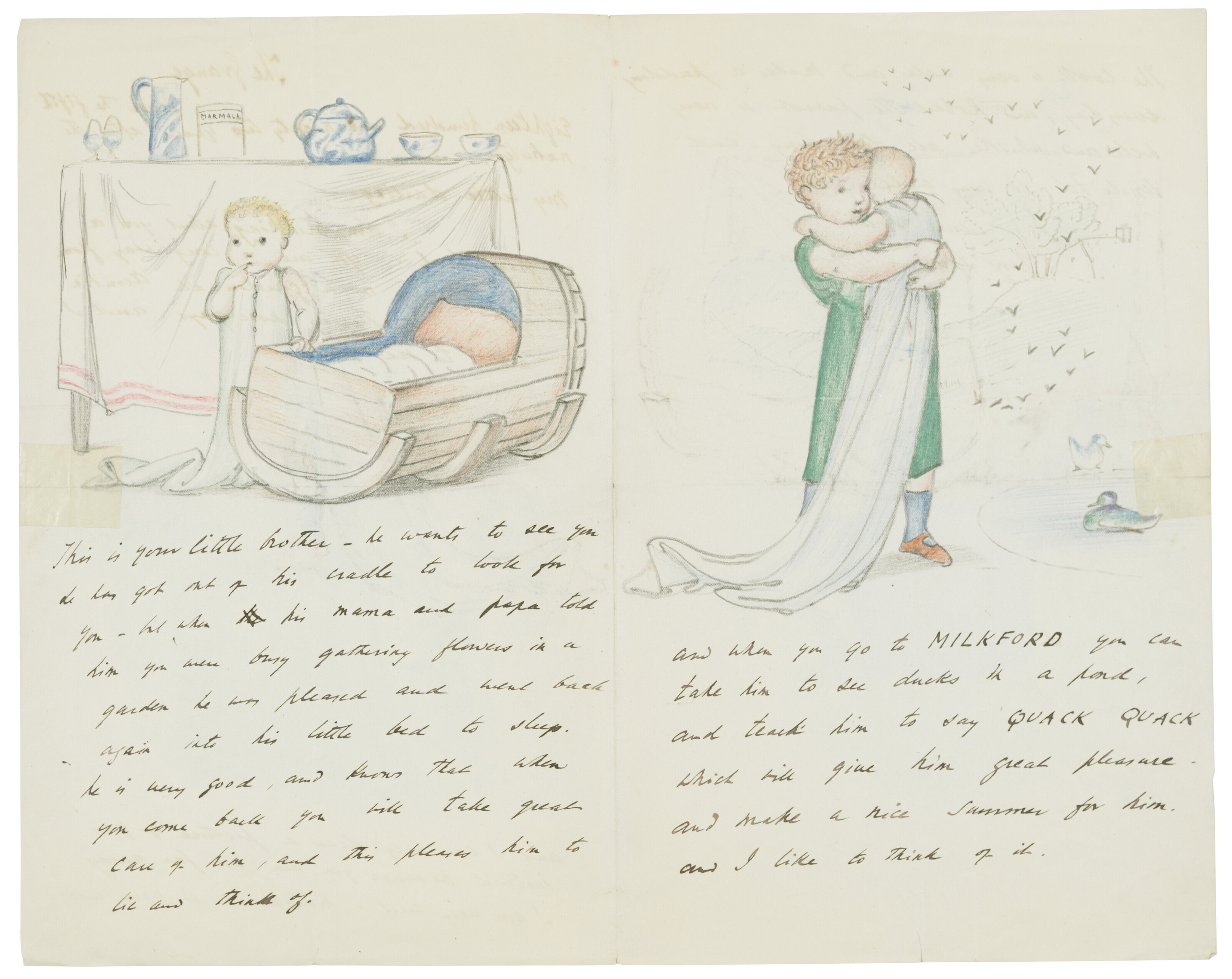 Edward Burne-Jones — 20 писем и открыток с автографами, из которых 19 иллюстрированы, внучке художника Анджеле Тиркелл (одно, по–видимому, ее матери, его дочери Маргарет), Роттингдин, Западный Кенсингтон и н.п., 14 февраля 1890 - Рождество 1893 и н. п., изображение 24