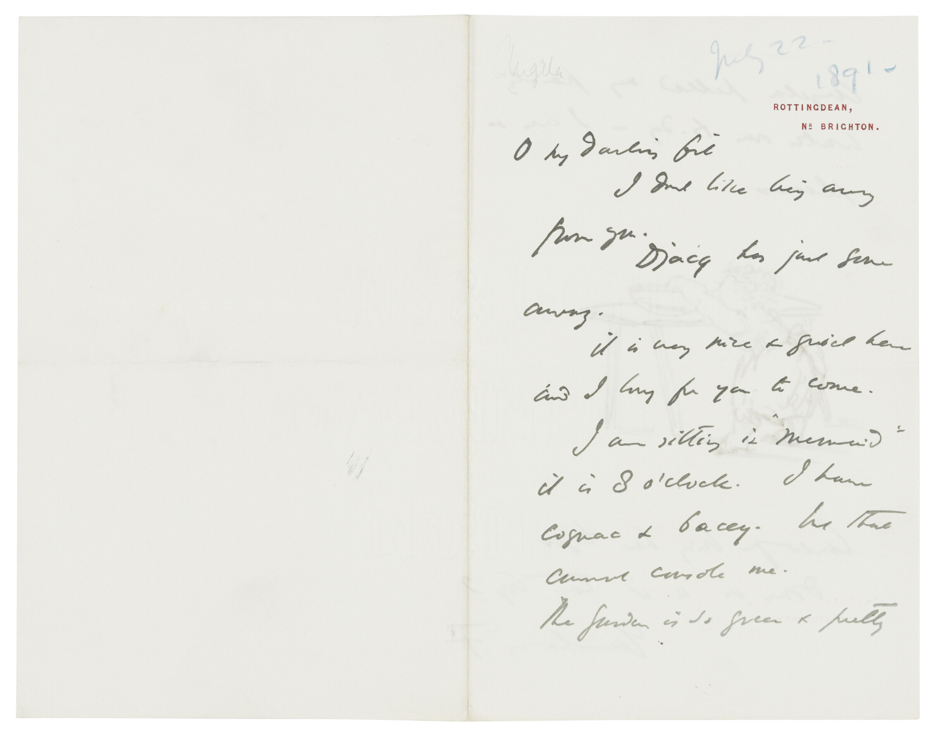 Edward Burne-Jones — 20 писем и открыток с автографами, из которых 19 иллюстрированы, внучке художника Анджеле Тиркелл (одно, по–видимому, ее матери, его дочери Маргарет), Роттингдин, Западный Кенсингтон и н.п., 14 февраля 1890 - Рождество 1893 и н. п., изображение 4