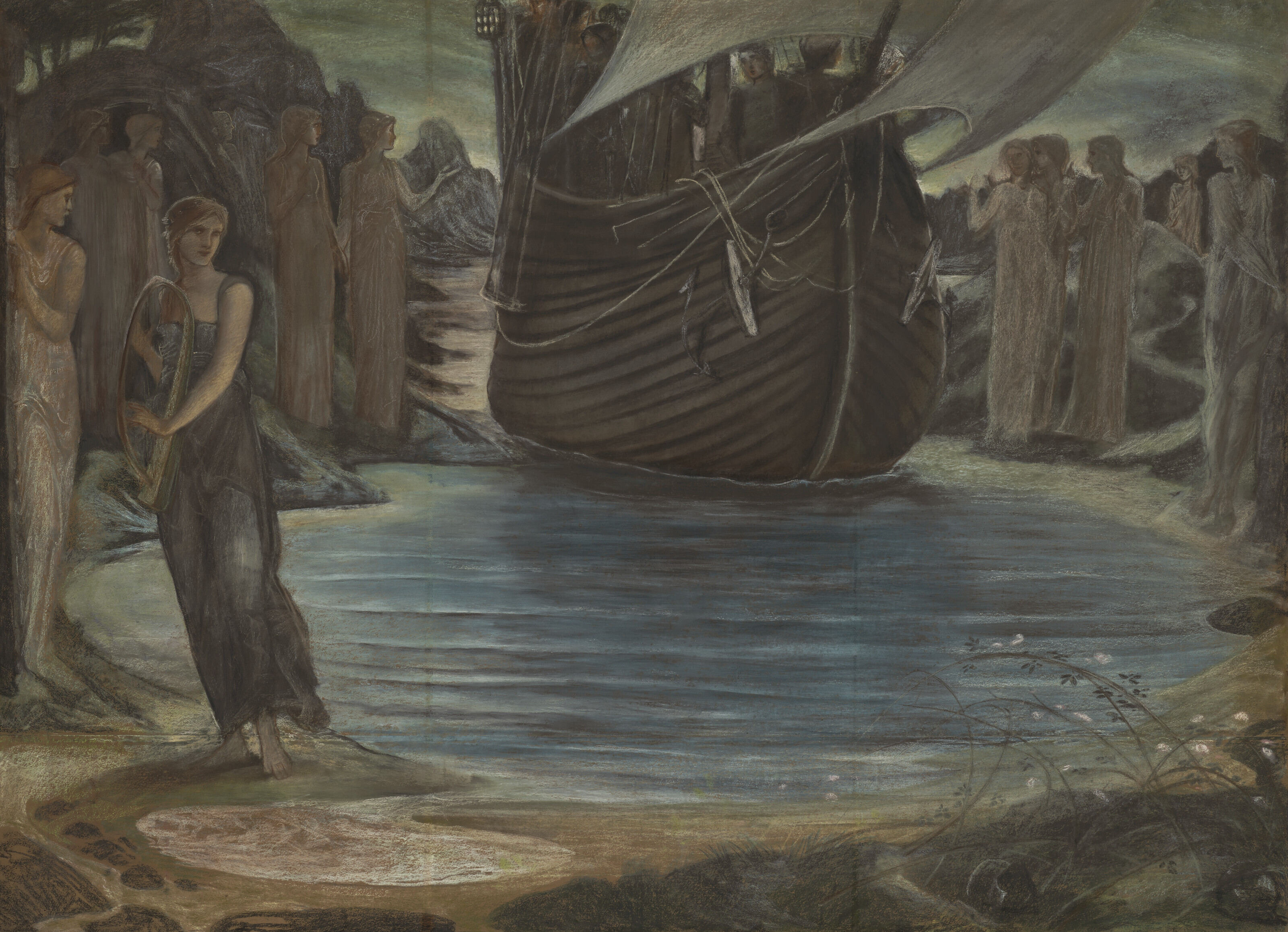 Edward Burne-Jones — Сирены (исследование композиции)
