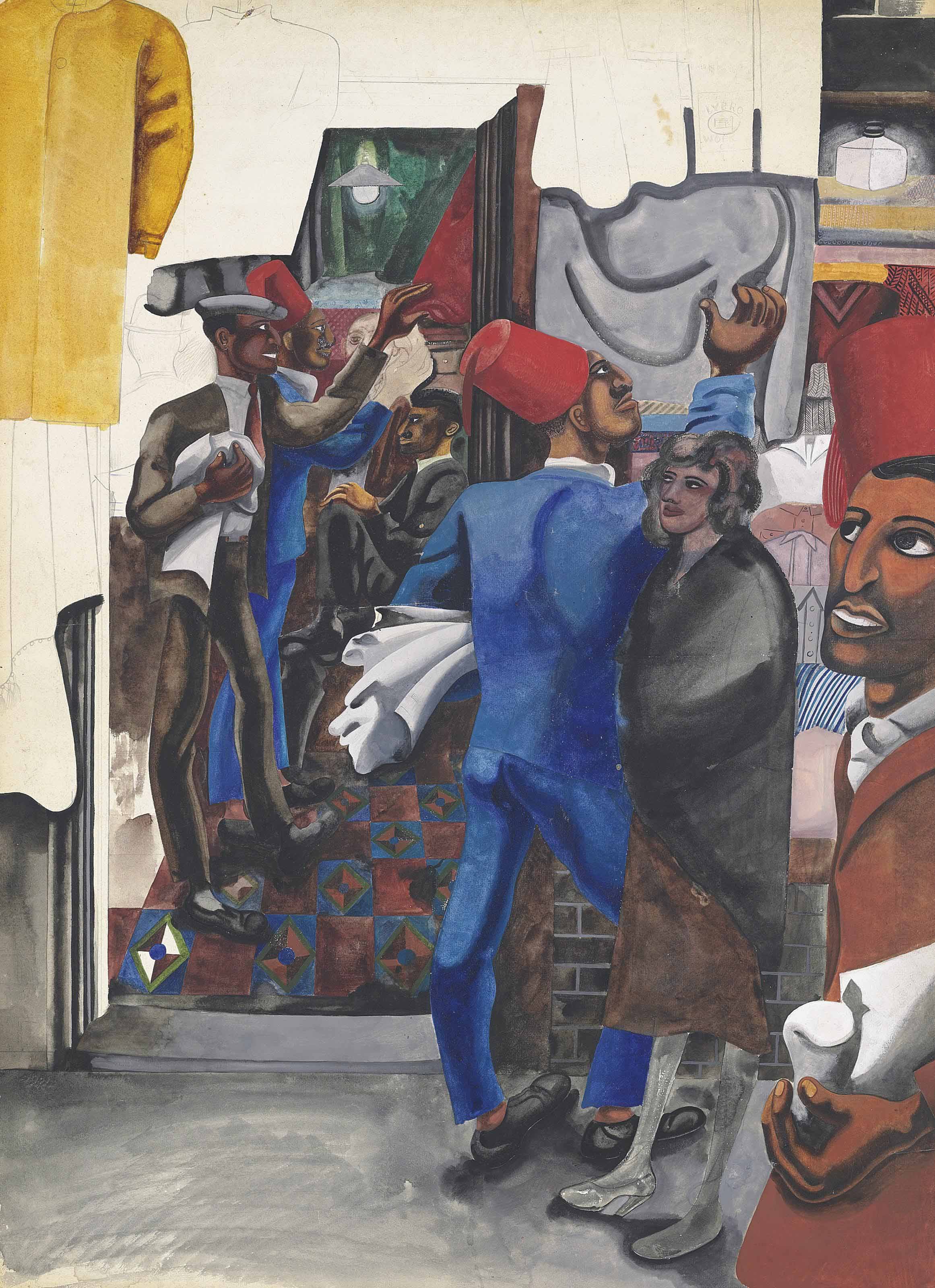 Edward Burra — Магазин одежды (Базар)