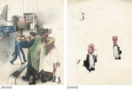 Edward Burra — Моряки на берегу, Гринок (справа ); Фигуры на вечеринке ( слева )
