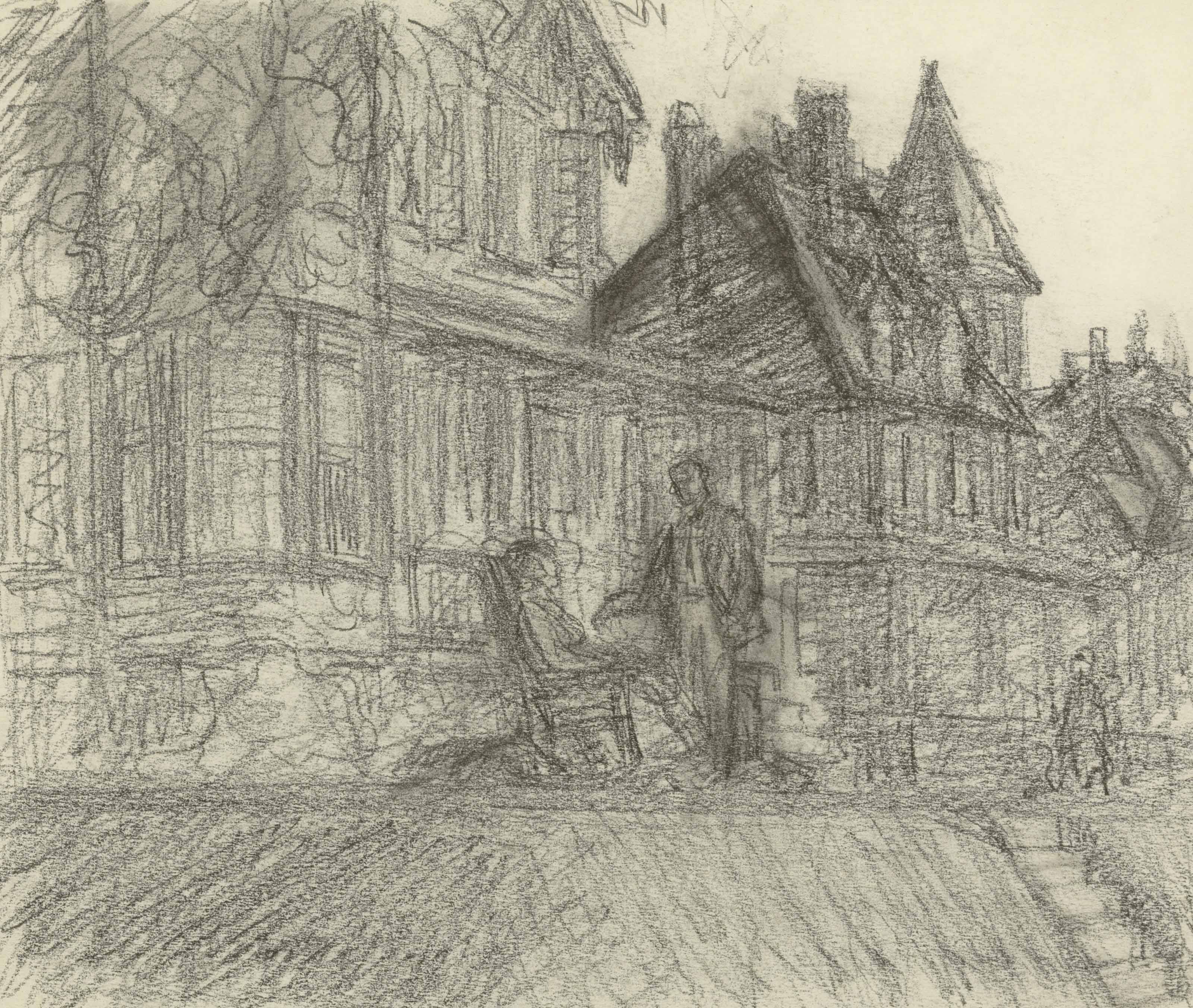 Edward Hopper — Рисунок к картине "Летние сумерки"