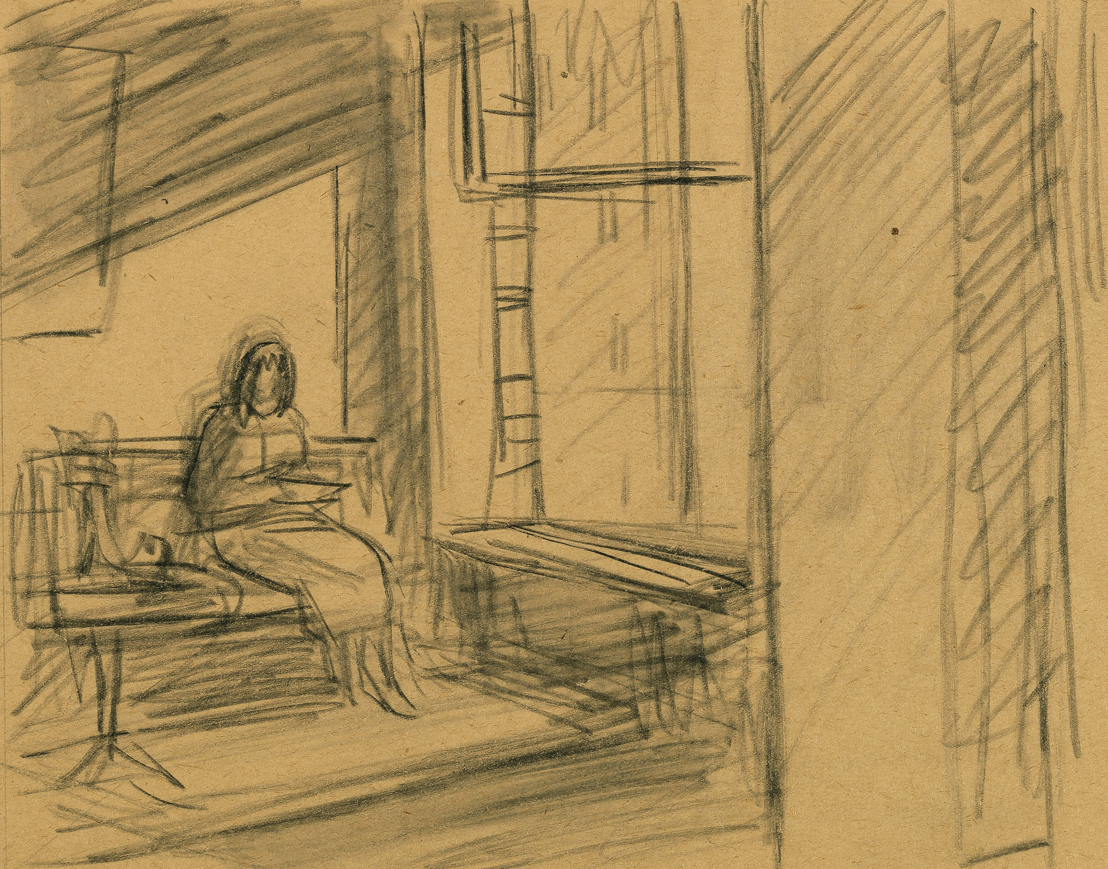 Edward Hopper — Интерьер (этюд для "Отеля у железной дороги")
