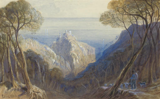 Edward Lear — Вид на Эз, Лазурный берег, Франция