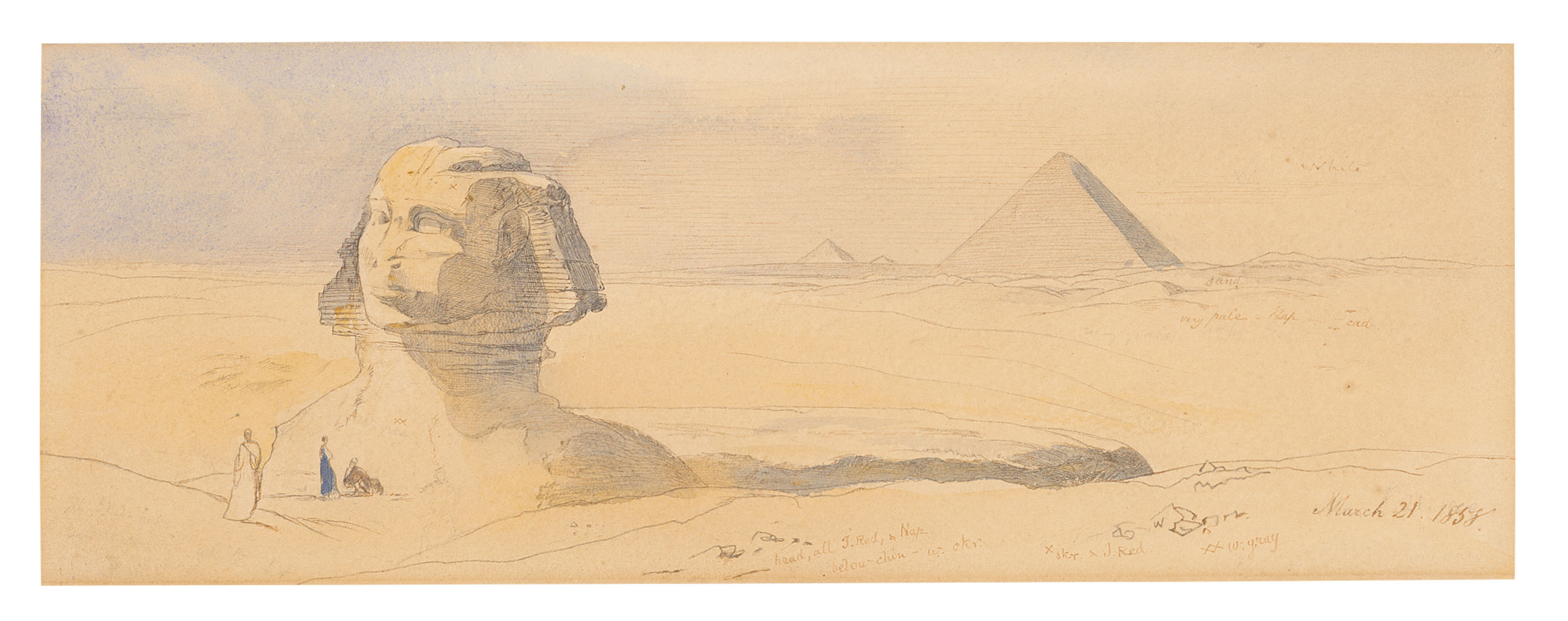 Edward Lear — Великий сфинкс Хефрена в Гизе, Египет