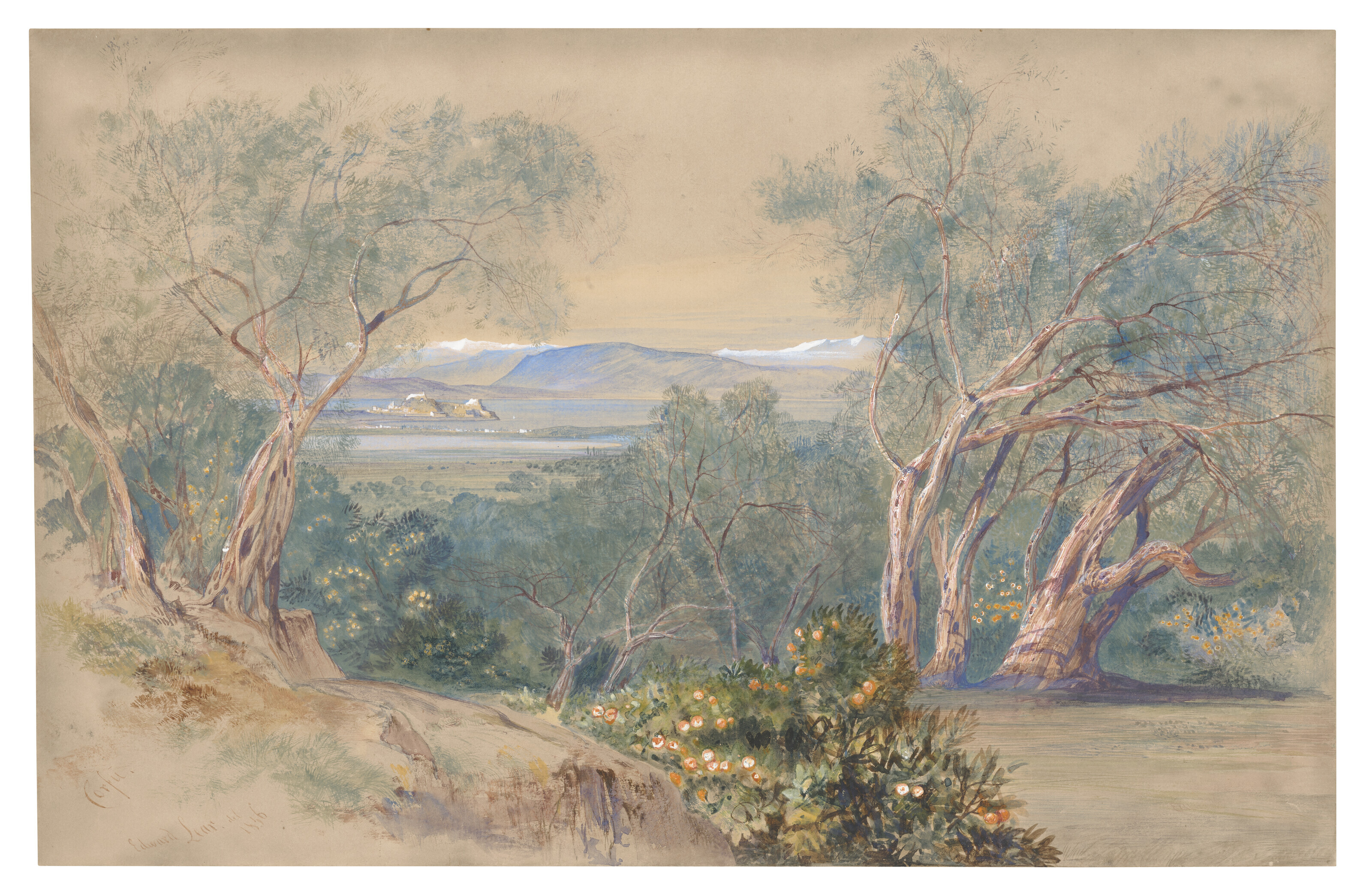 Edward Lear — Далекий вид на цитадель Корфу, изображение 1