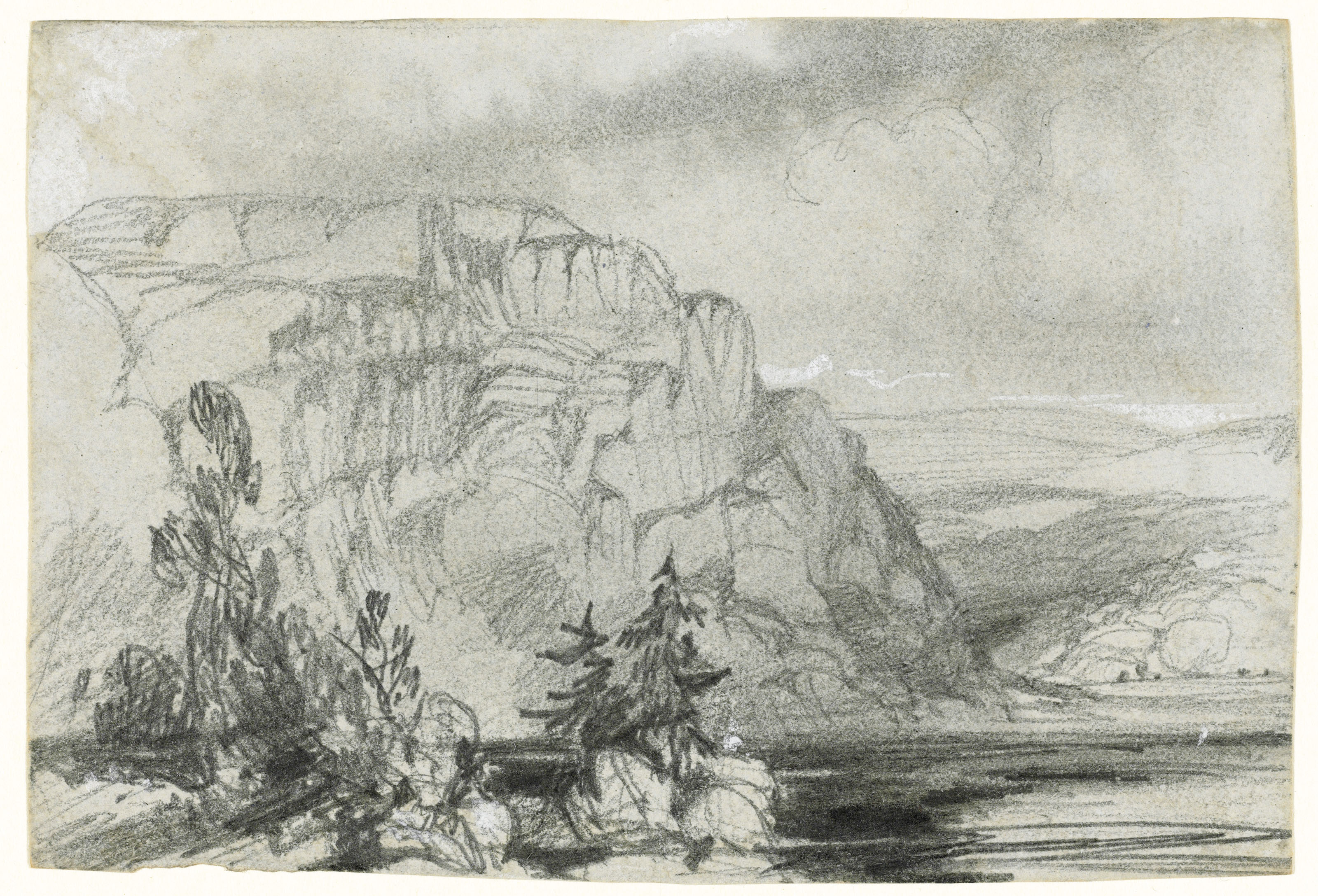 Edward Lear — Пять видов в графстве Уиклоу: Грейт и Литтл Шугарлоафс; Грейт и Литтл Шугарлоафс, снятые со скальпа; Фигуры на фоне деревьев, вероятно, во владениях Пауэрскорта; Озеро Лох-Тэй, смотрящее на север; и Брей с Маленьким Сахарным рулетом вдалеке, изображение 5