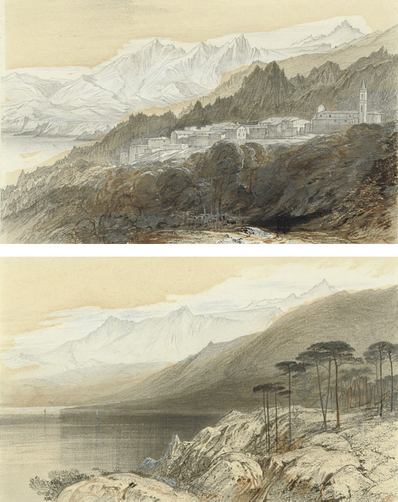 Edward Lear — Ла-Пьяна, Корсика; и залив Порто, Корсика