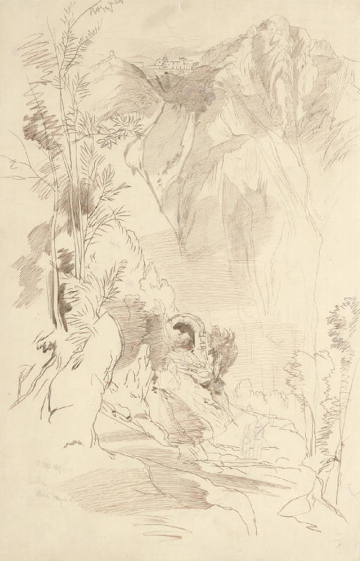Edward Lear — Вид на Монте-Верджине, Авеллино, Кампания, Италия