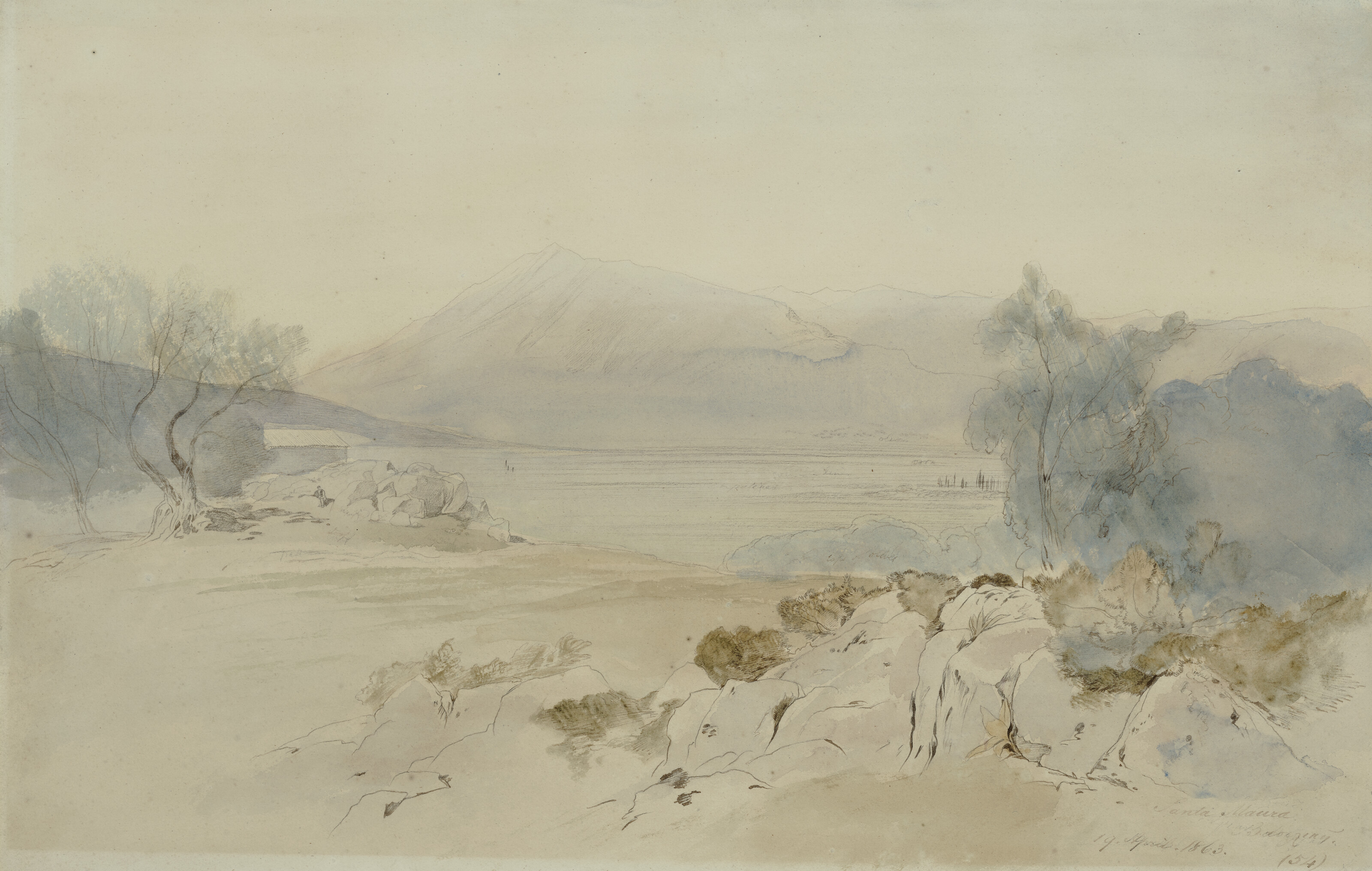 Edward Lear — Вид на Санта-Мауру, Левкас, Ионические острова, изображение 1