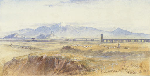 Edward Lear — Клавдиев акведук на Аппиевой дороге недалеко от Рима