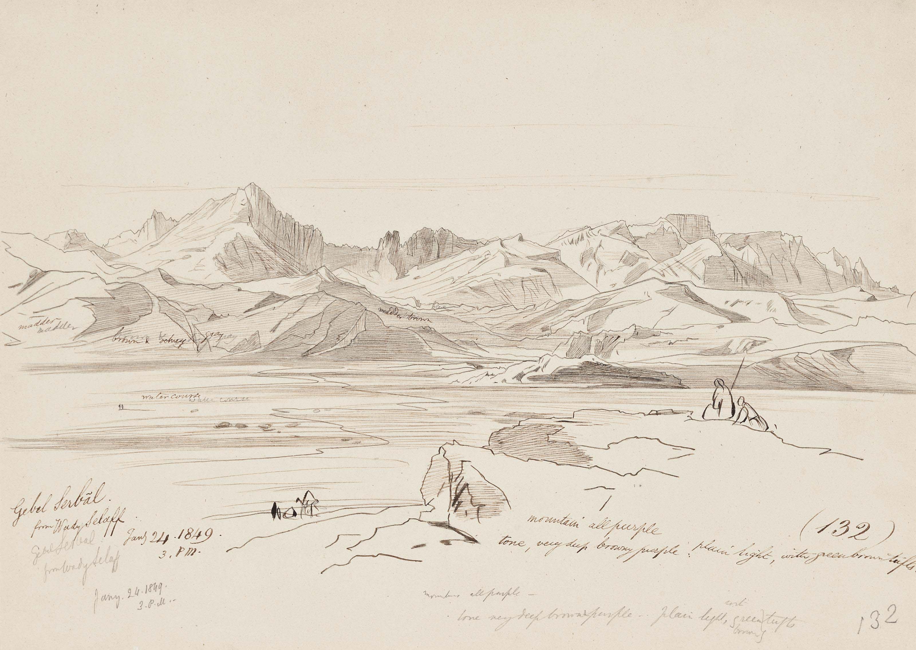 Edward Lear — Джебель Сербал из Вади-Селафф, Египет