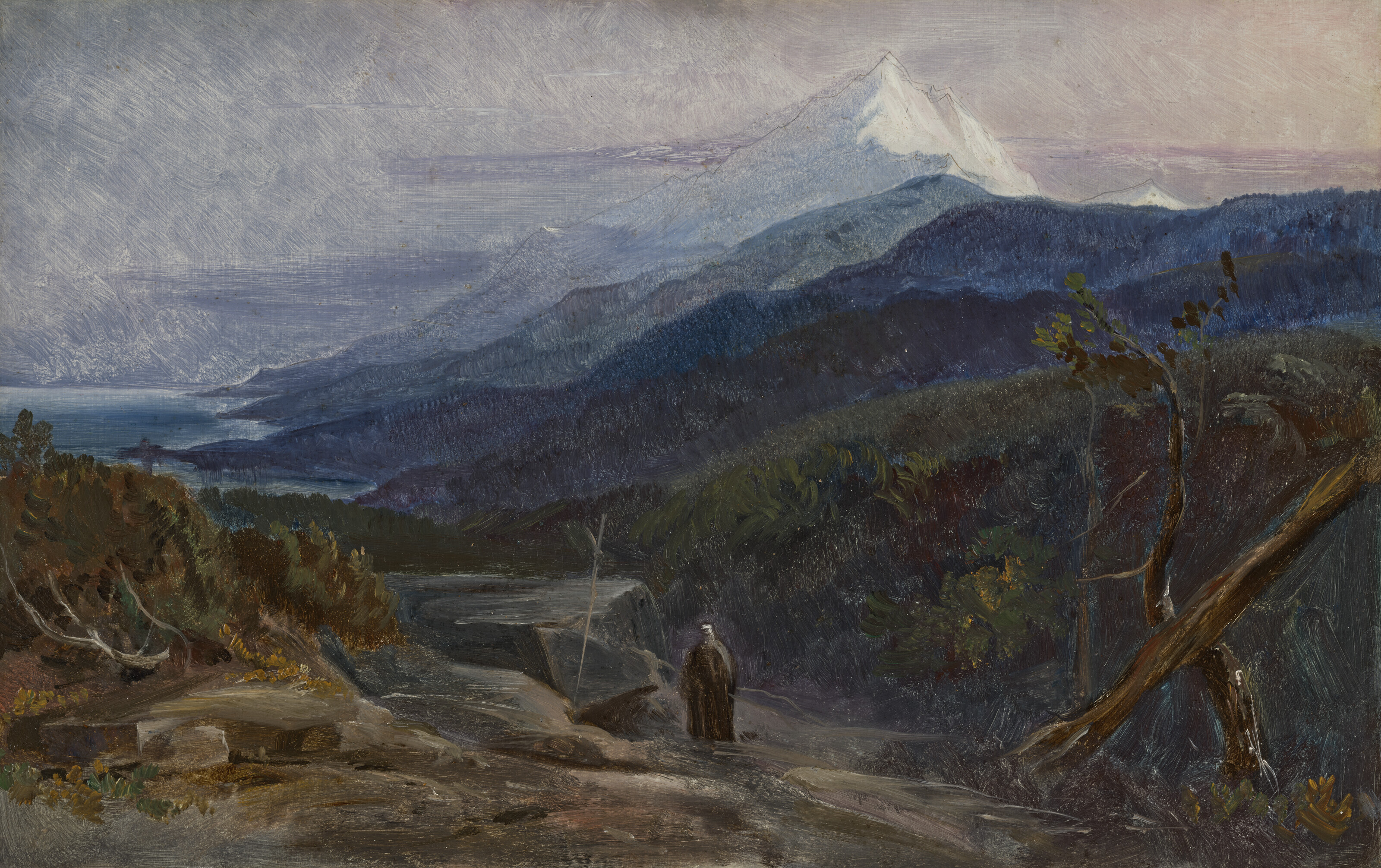 Edward Lear — Вид на гору Афон, Греция