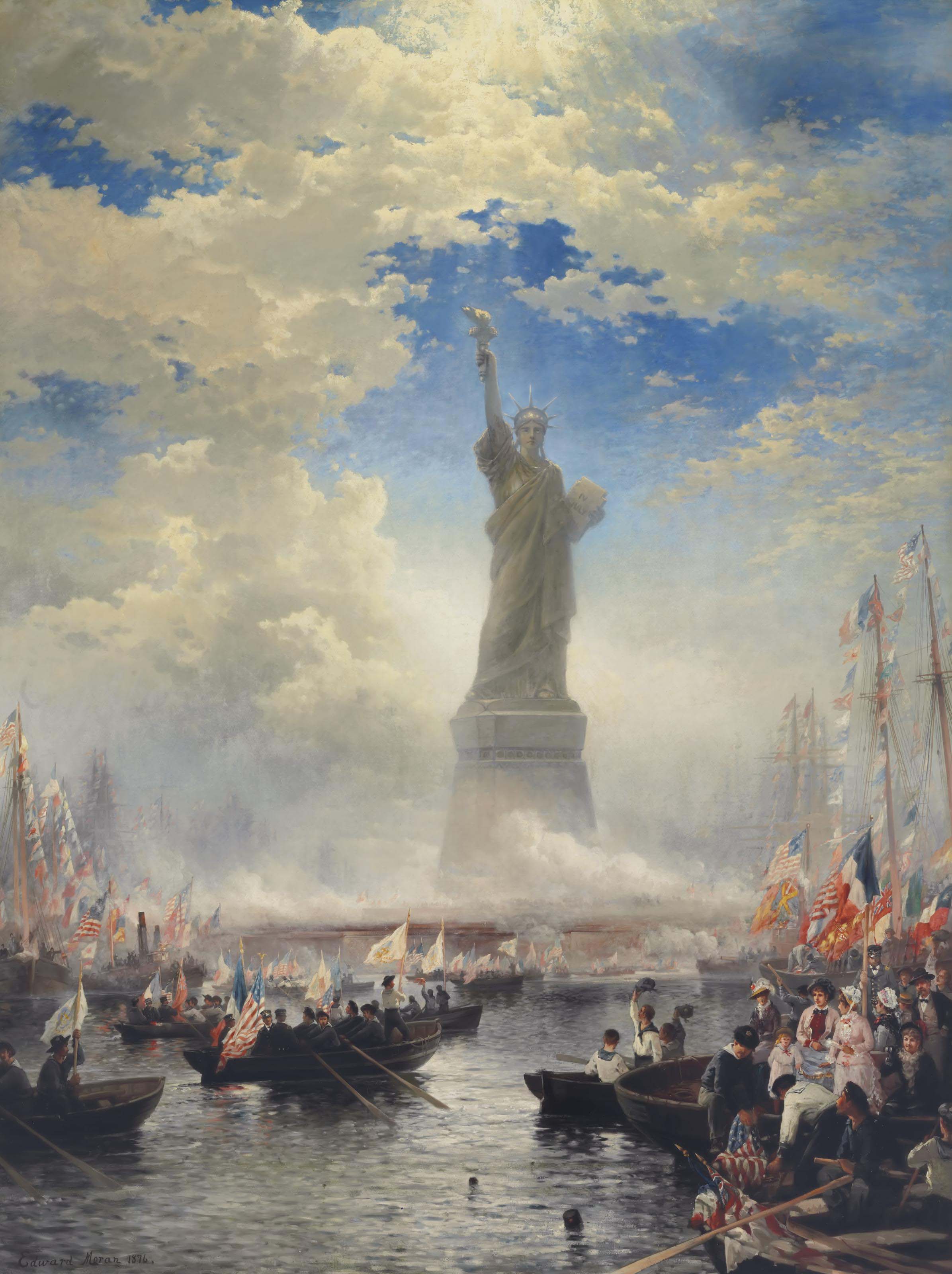 Edward Moran — Торговля народов, отдающих дань уважения Свободе