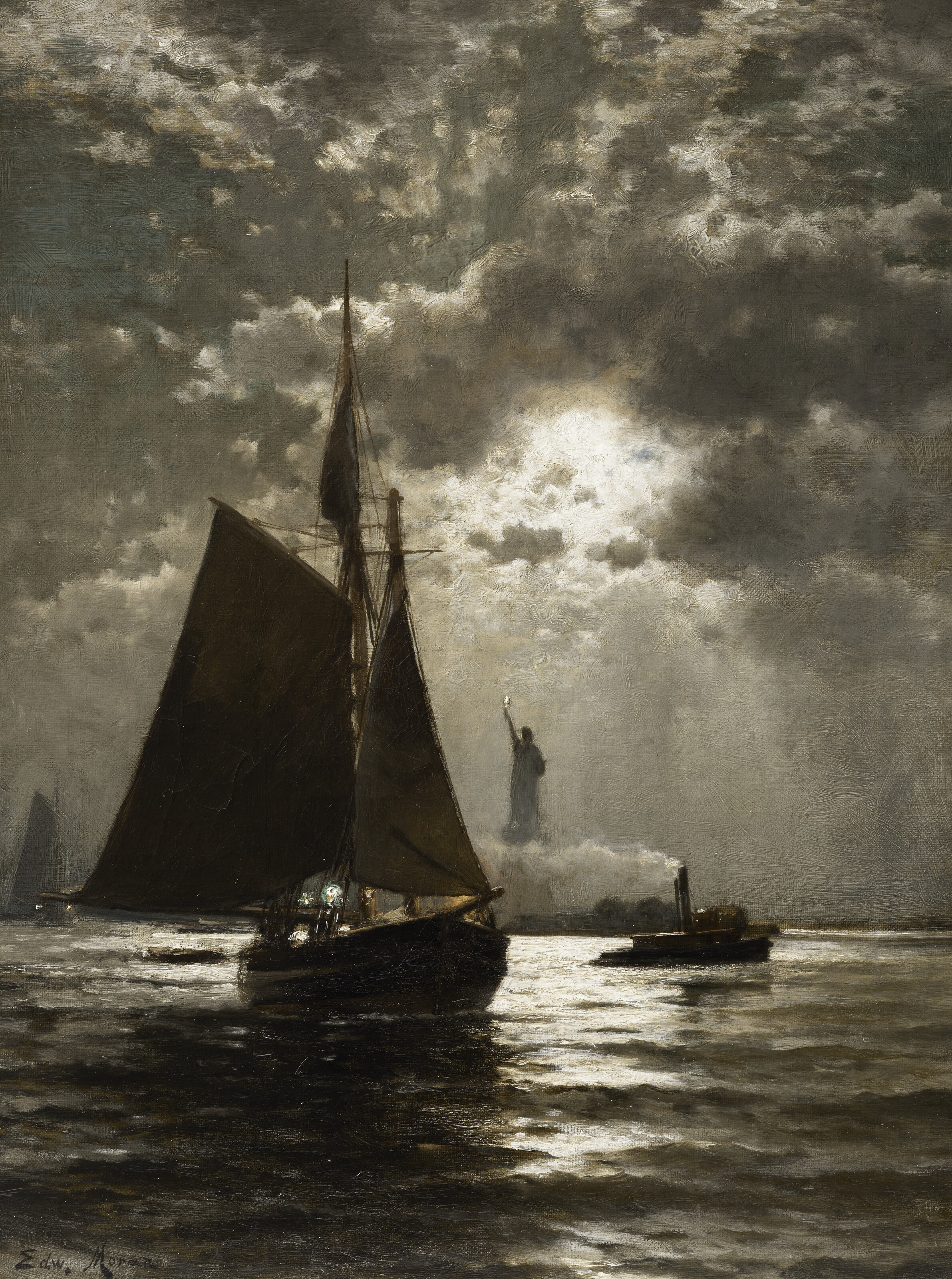 Edward Moran — Над Нью-Йоркской Гаванью сгущались Сумерки