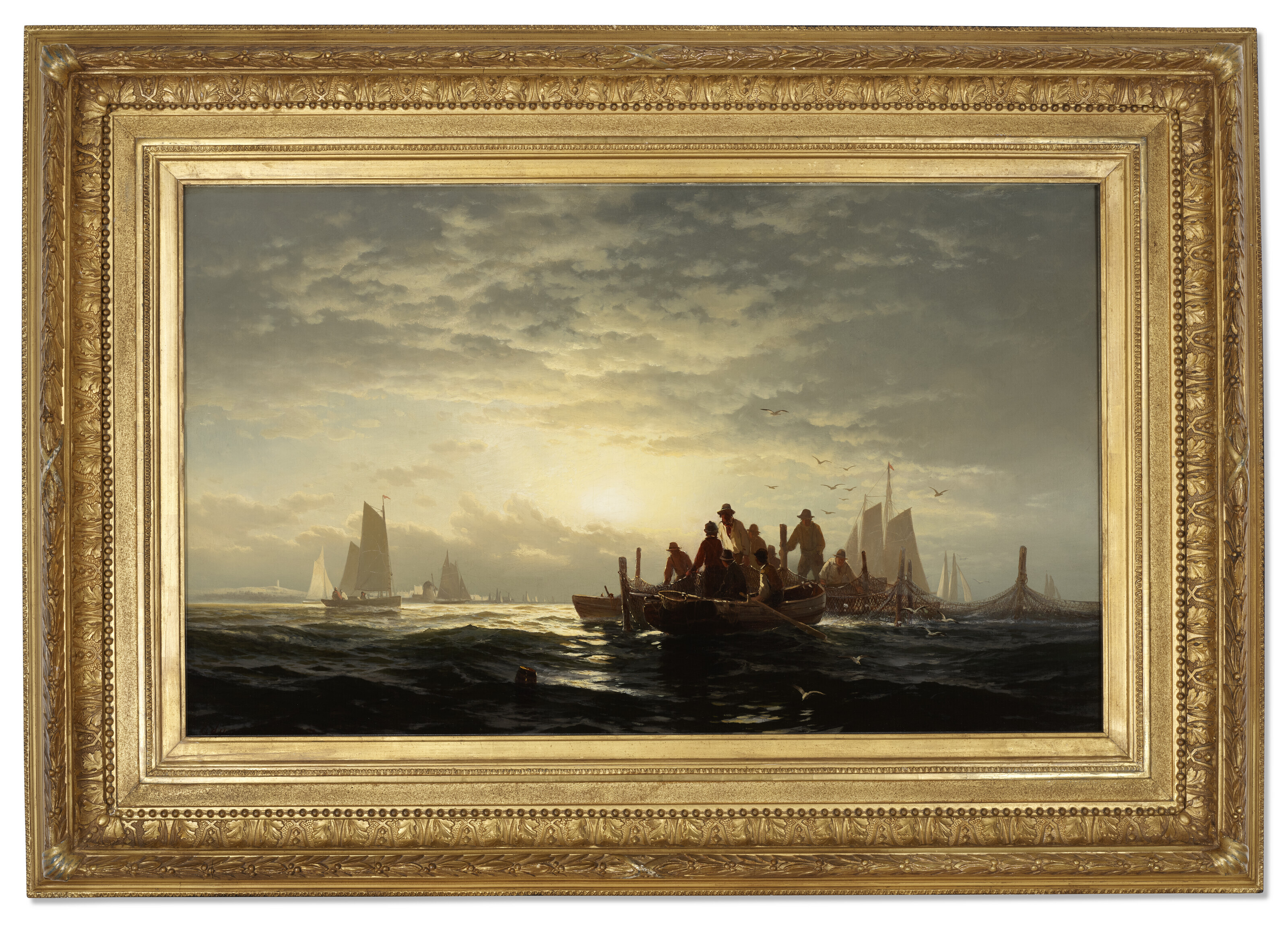 Edward Moran — Поднимаю Фишпаунд, Ориент-Бей, Лонг-Айленд, Нью-Йорк, изображение 2