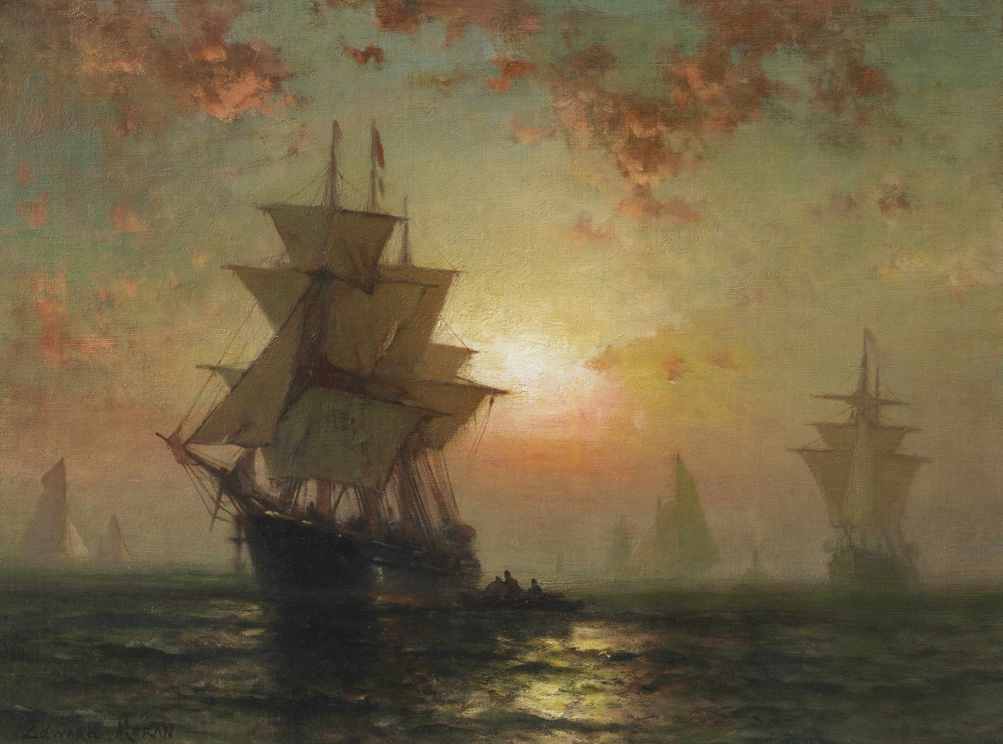 Edward Moran — Корабли ночью