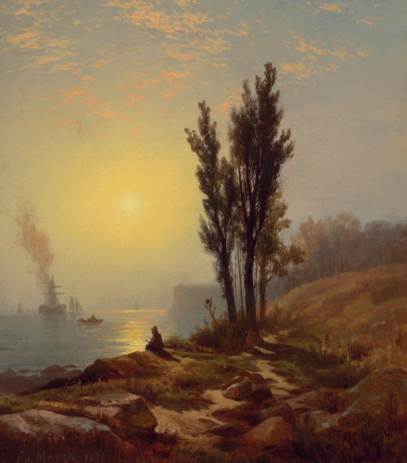 Edward Moran — Ранний рассвет, Нью-Йоркская гавань
