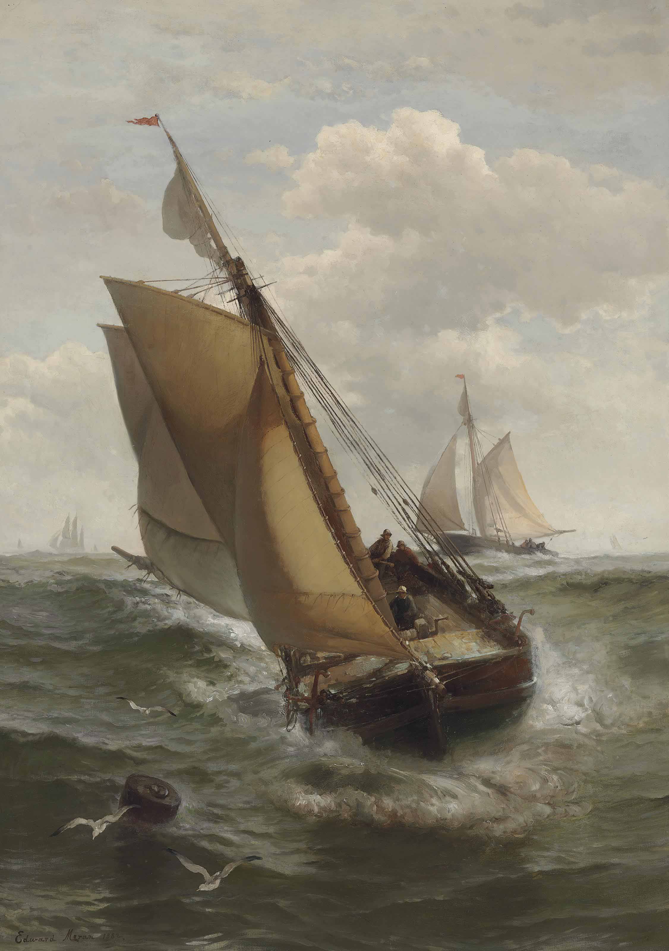 Edward Moran — Рыбацкая лодка в проливе Ла-Манш