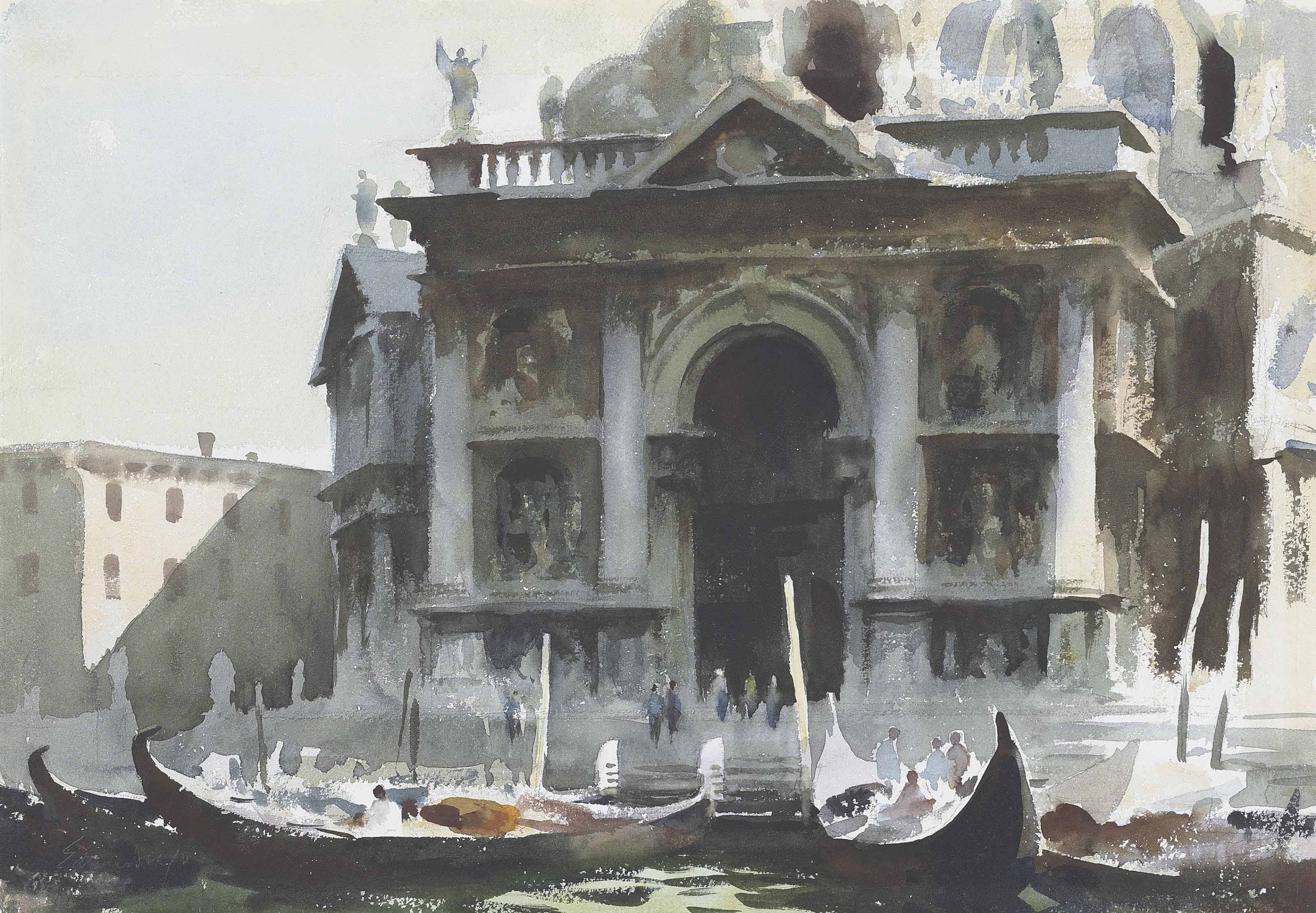 Edward Seago — Гондолы у салюта, Венеция