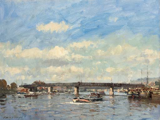 Edward Seago — Мост в Конфлане, Сент-Онорин, Ивелин