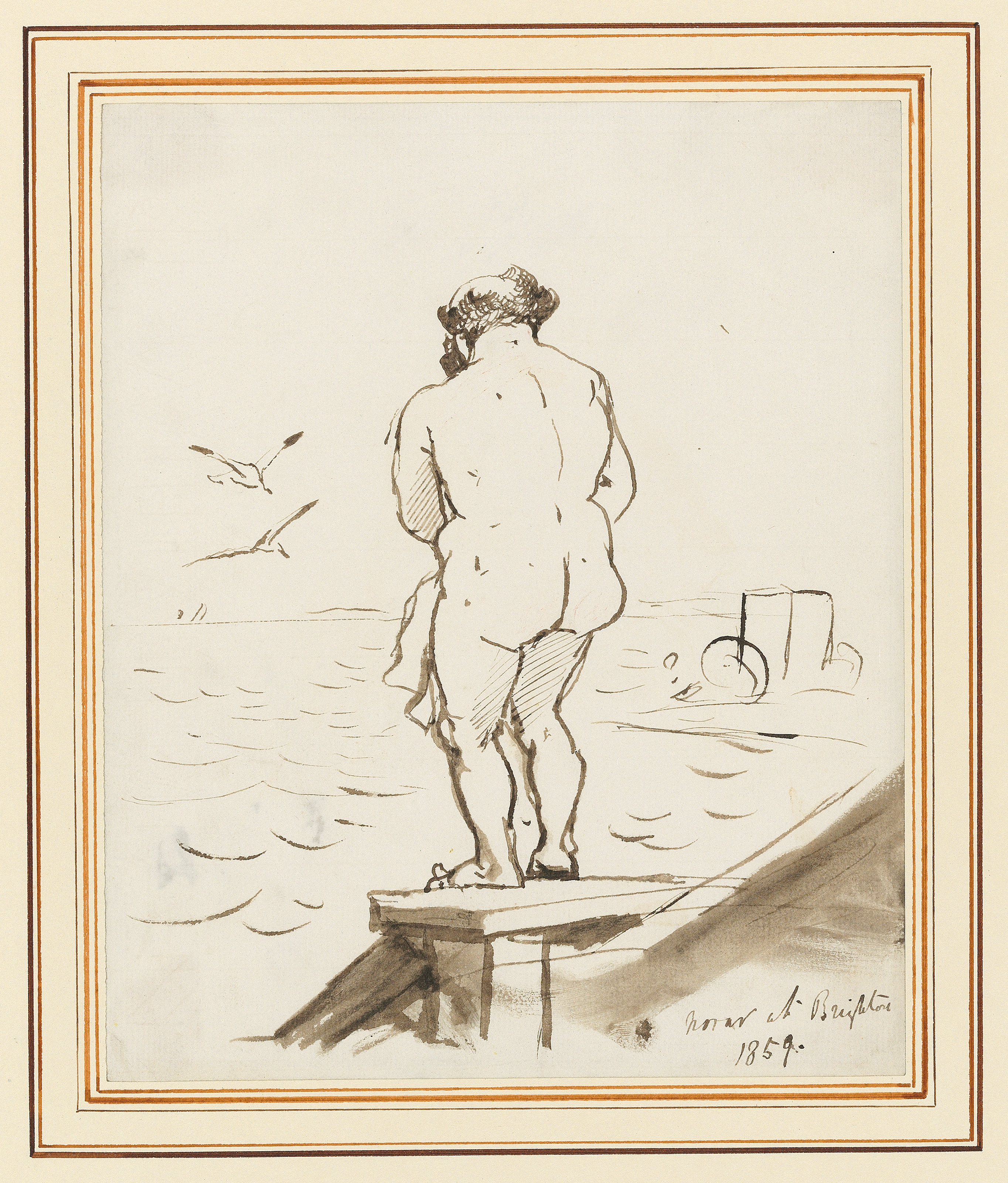 Edwin Henry Landseer — Набросок Монро из Новара, купающегося в Брайтоне, изображение 1