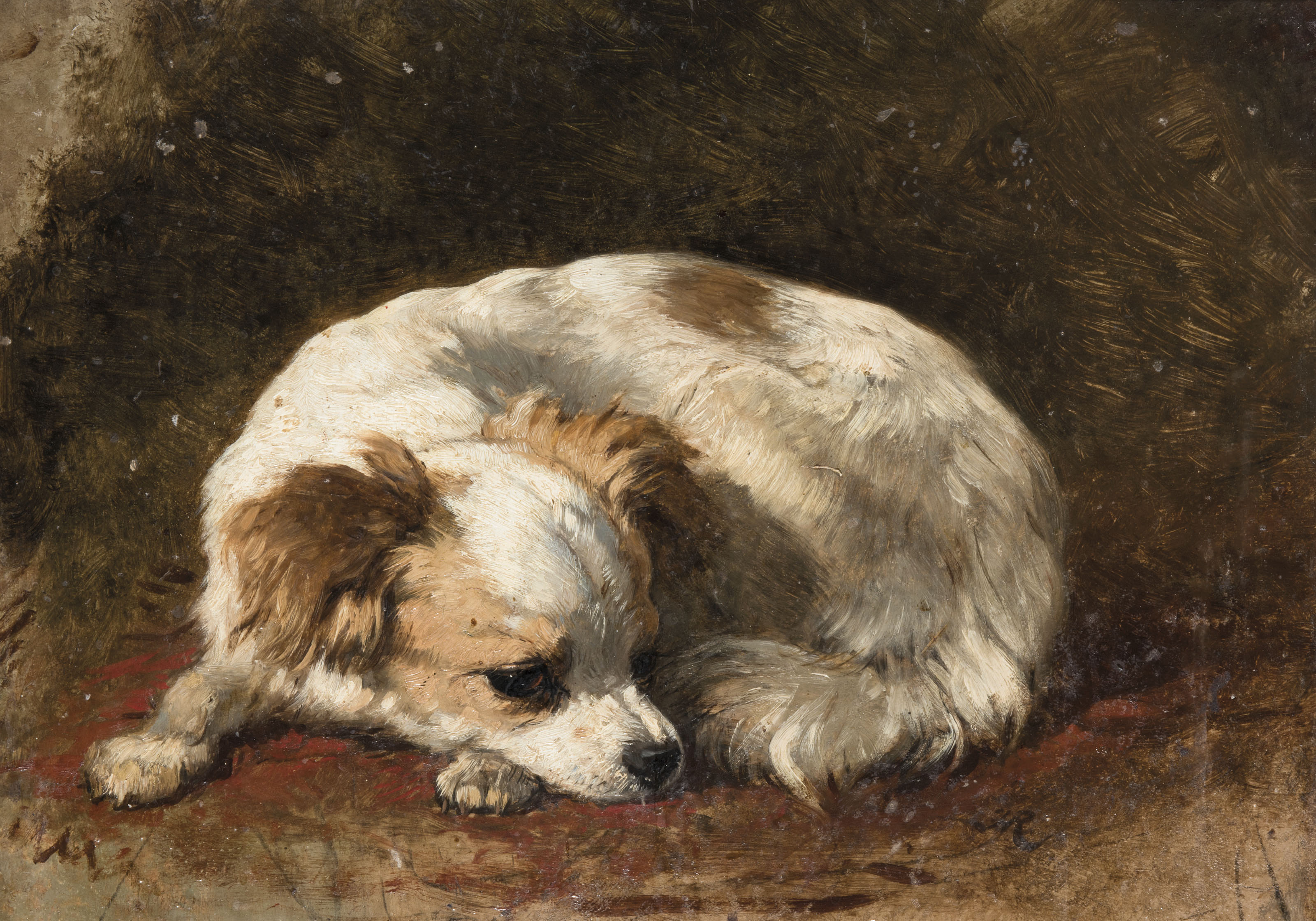Edwin Henry Landseer — Бленхеймский кавалер Кинг Чарльз спаниель, лежащий полулежа, изображение 2