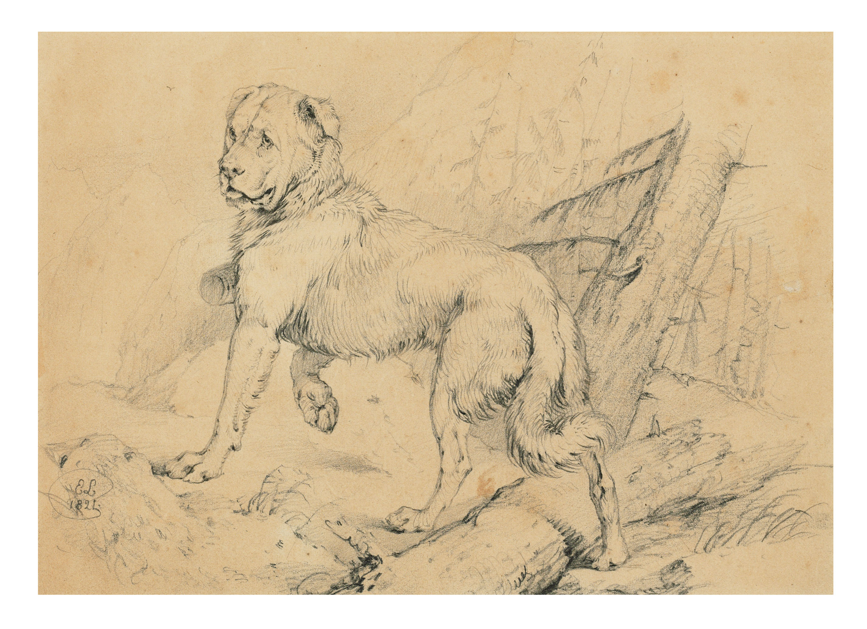 Edwin Henry Landseer — Этюд на тему "Альпийские мастифы возвращают к жизни попавшего в беду путешественника"