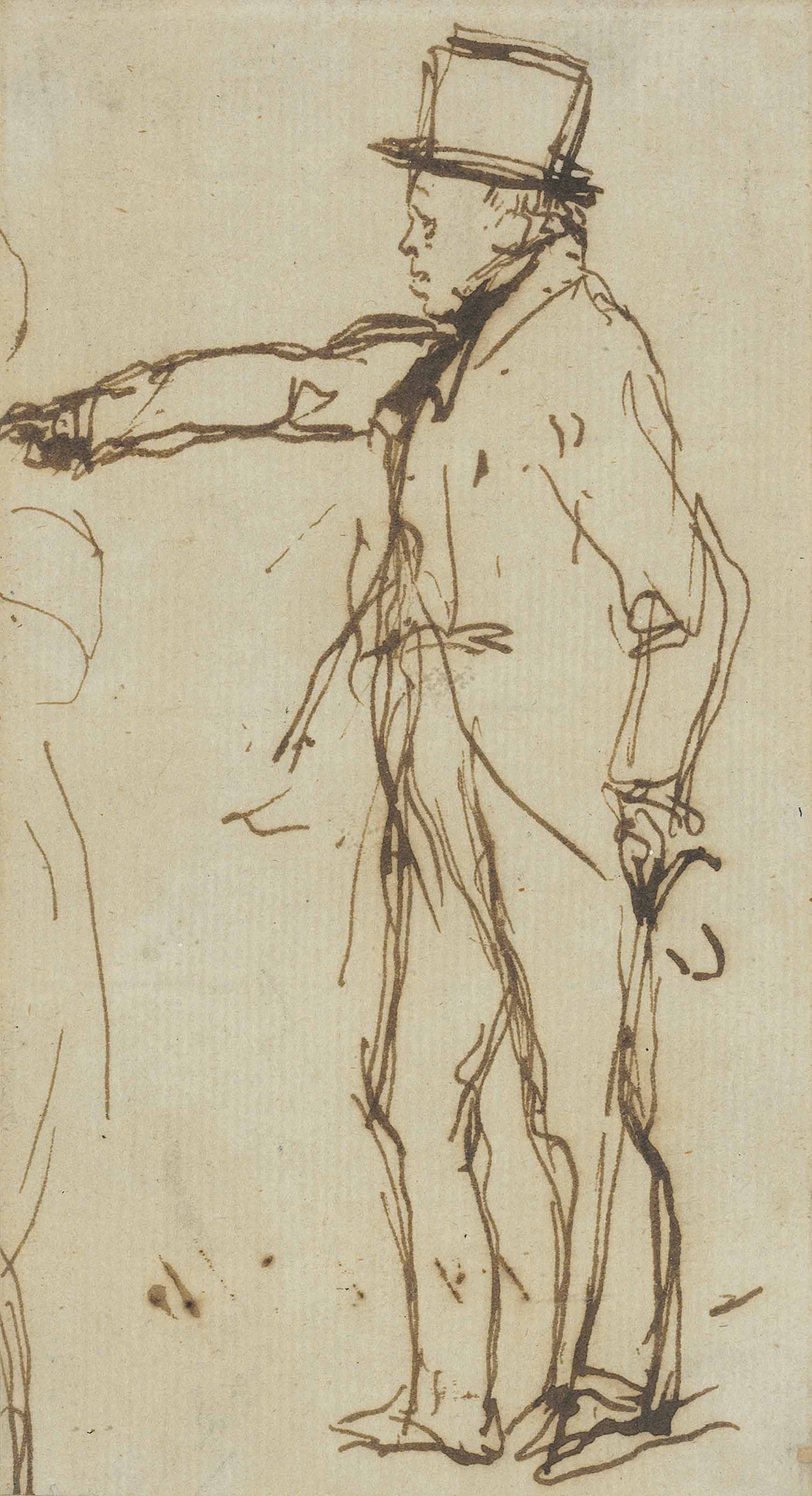 Edwin Henry Landseer — Рисунок-этюд сэра Вальтера Скотта; и два листа с этюдами из альбома для рисования, на одном из которых изображены головы (справа ) и головы с орлом (оборотная сторона), на другом - мужчина в арабской одежде (справа ) и женщина (оборотная сторона).