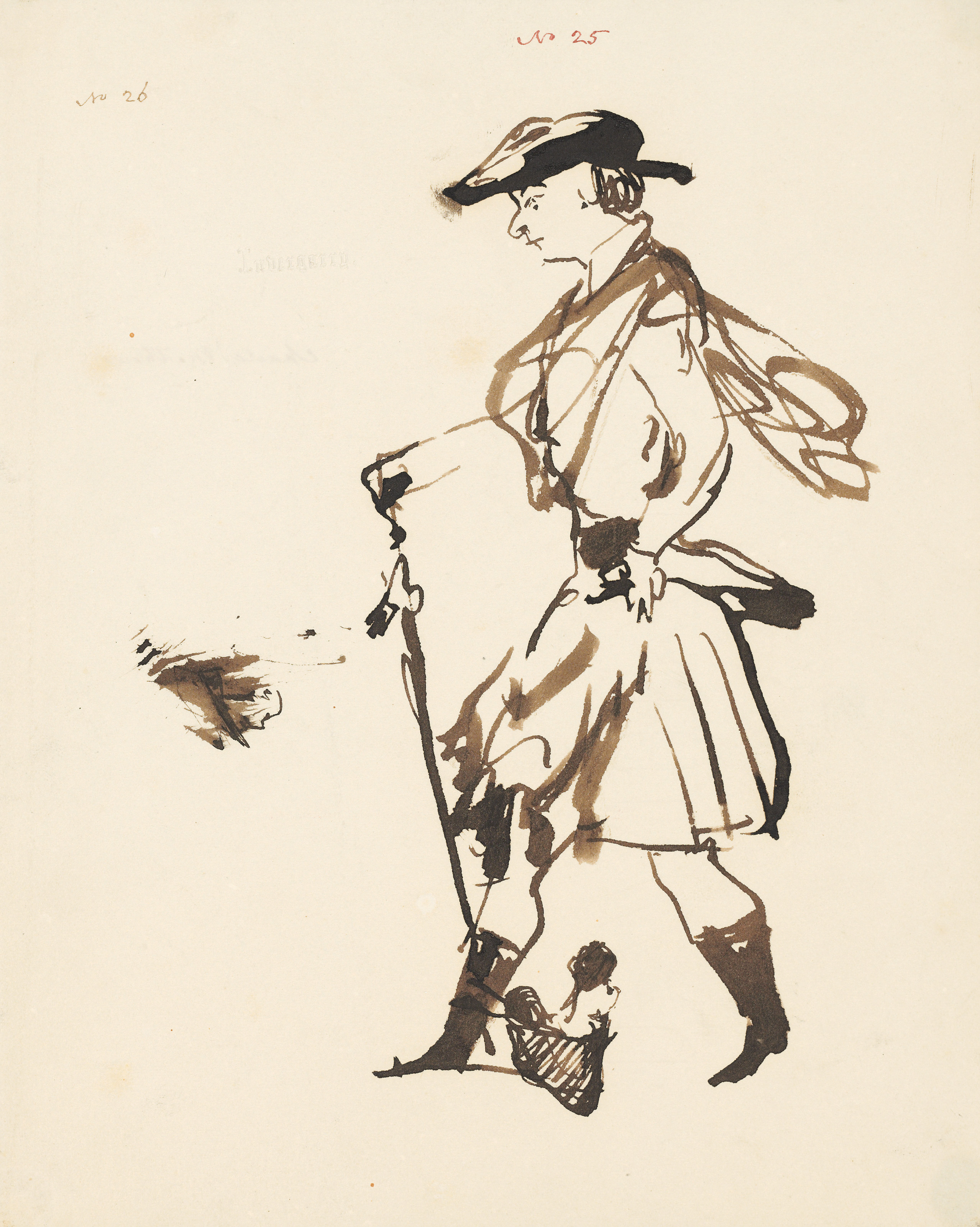 Edwin Henry Landseer — Портретный этюд Кэтрин Джейн Эллис в три четверти роста, сидящей с цветком в руках; и этюд Чарльза Мэтьюза, выходящего из дома., изображение 2