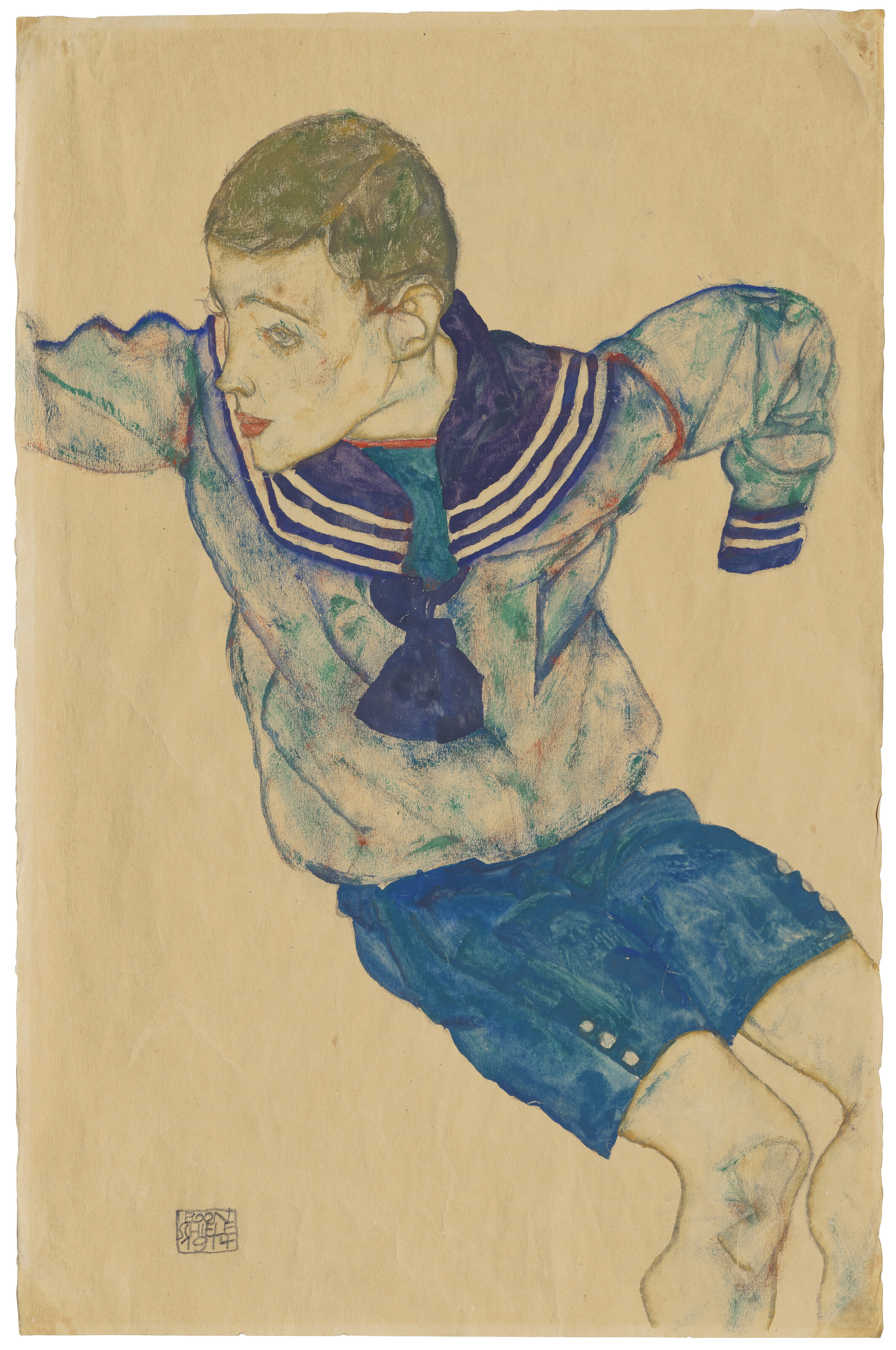 Egon Schiele — Кнабе в Матросенанзуге (Мальчик в матросском костюме), изображение 3