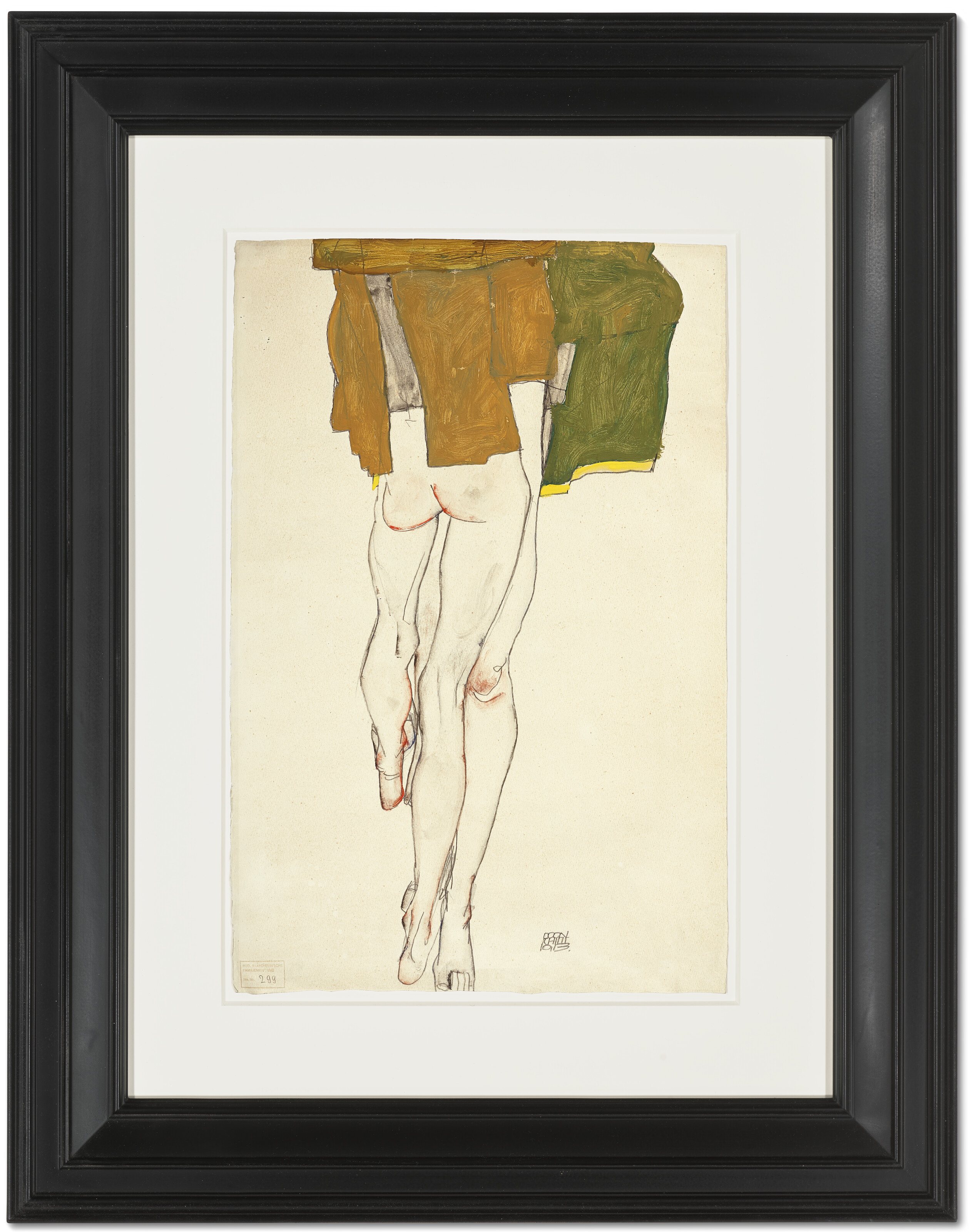 Egon Schiele — Стенде хальбнакте Торси ( прямая сторона ); Фон обен-гезехене, гештальт-галерея "ворнубергебойгте вайблихе" ( оборотная сторона ), изображение 3