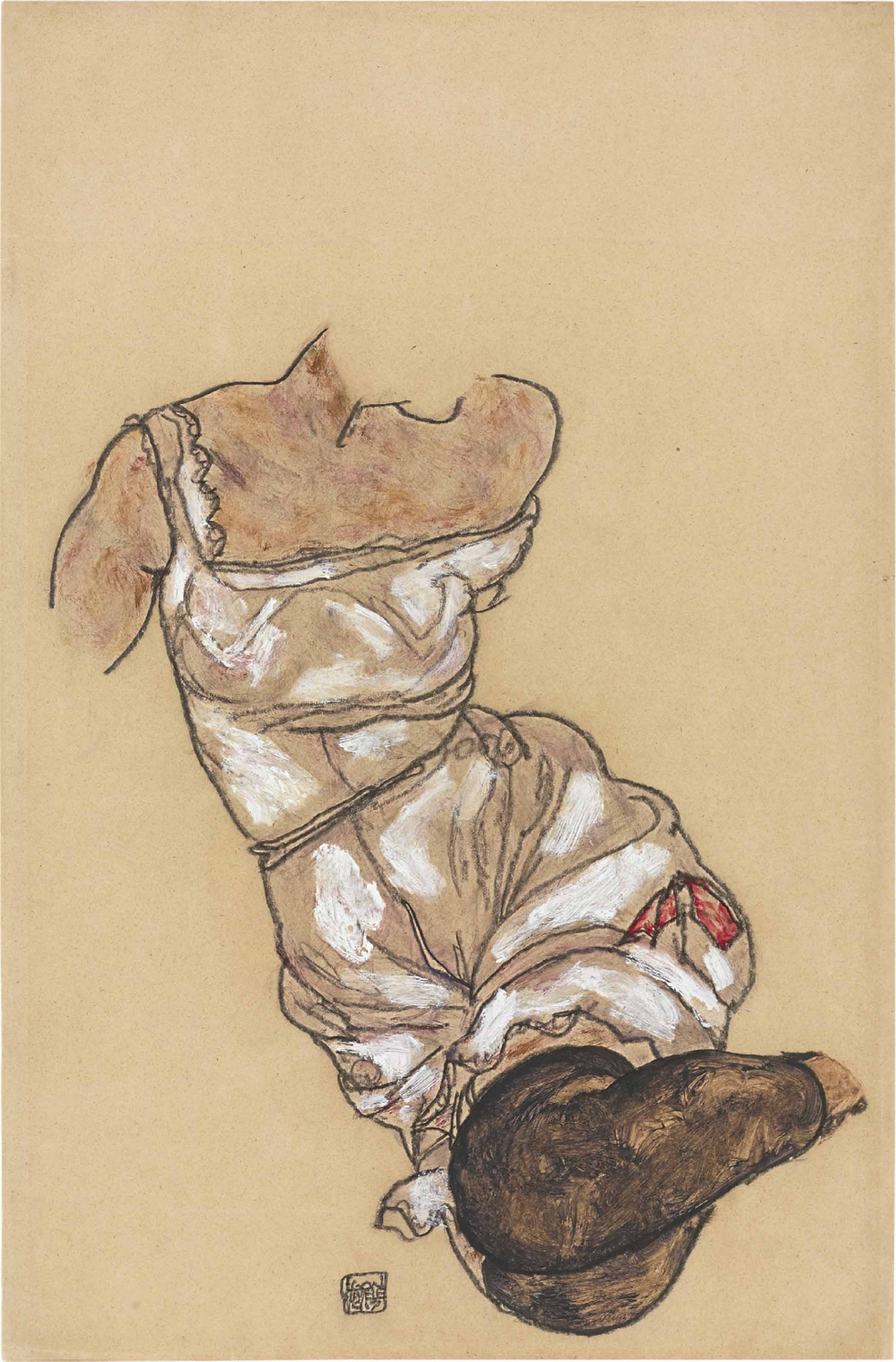 Egon Schiele — Торс Вайблихера в Унтервеше и шварцен-Струмпфене