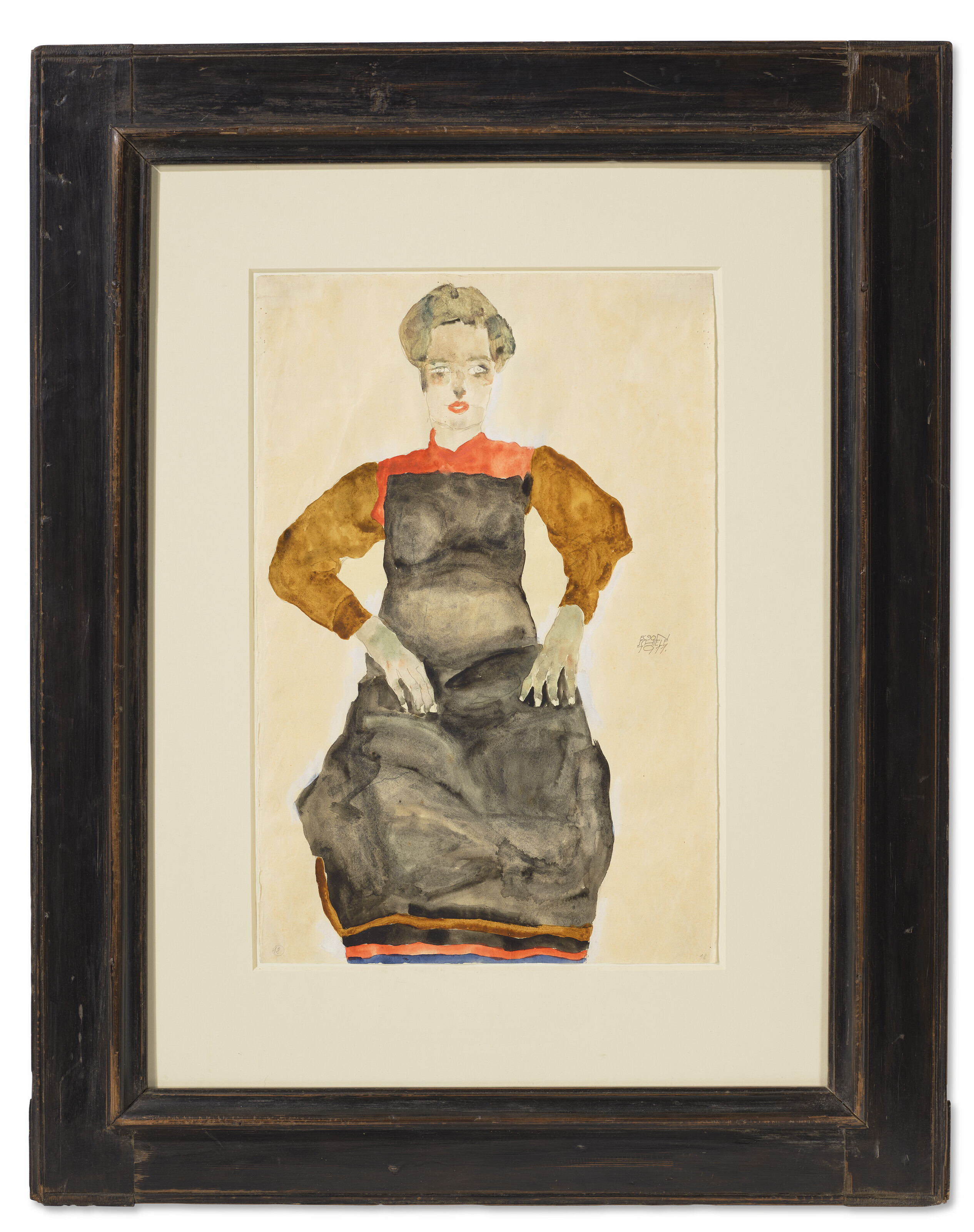 Egon Schiele — Фрау мит Шварцер Шюрце (спереди) ; Фрау Штудия меха (сзади), изображение 2