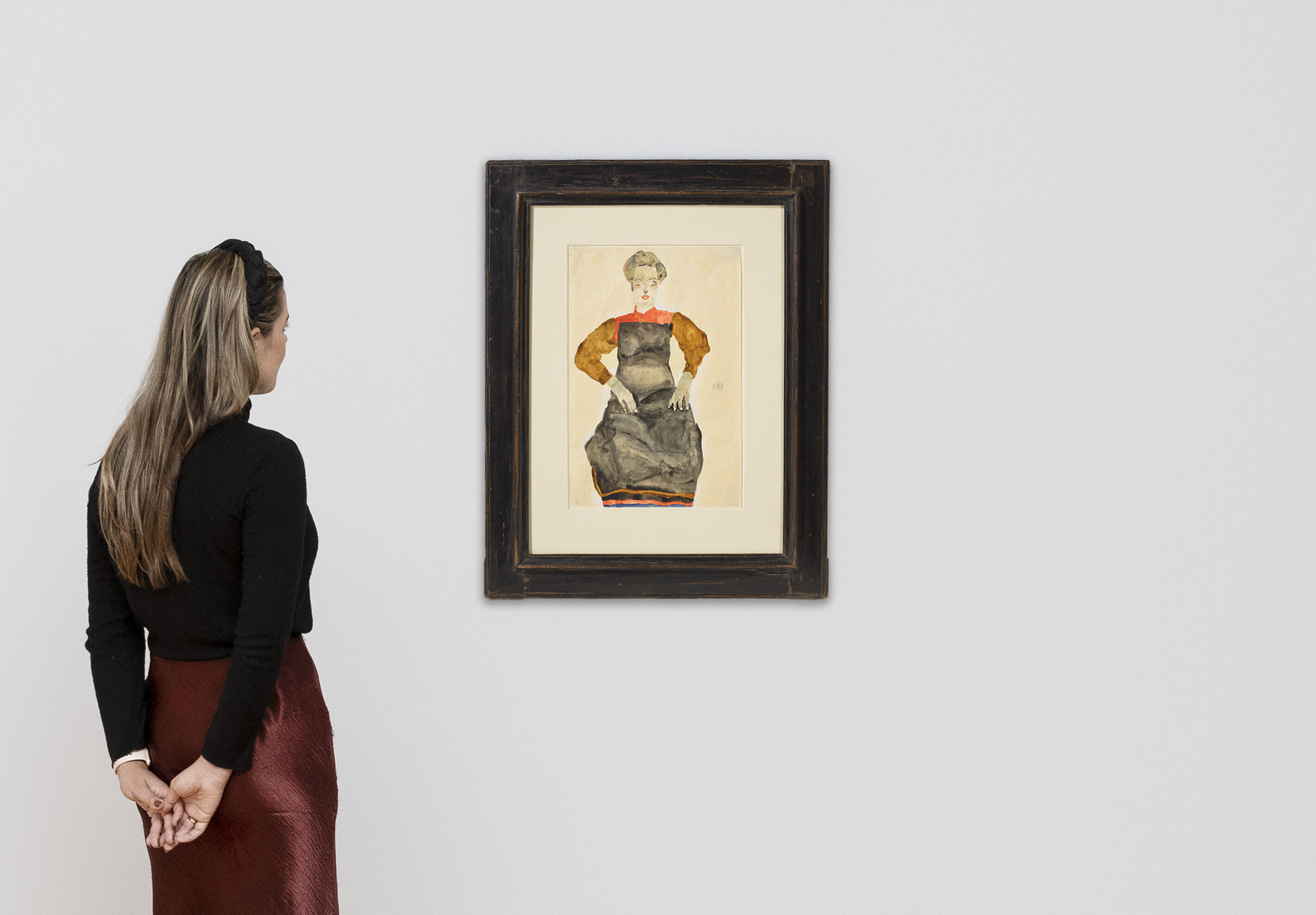 Egon Schiele — Фрау мит Шварцер Шюрце (спереди) ; Фрау Штудия меха (сзади), изображение 5