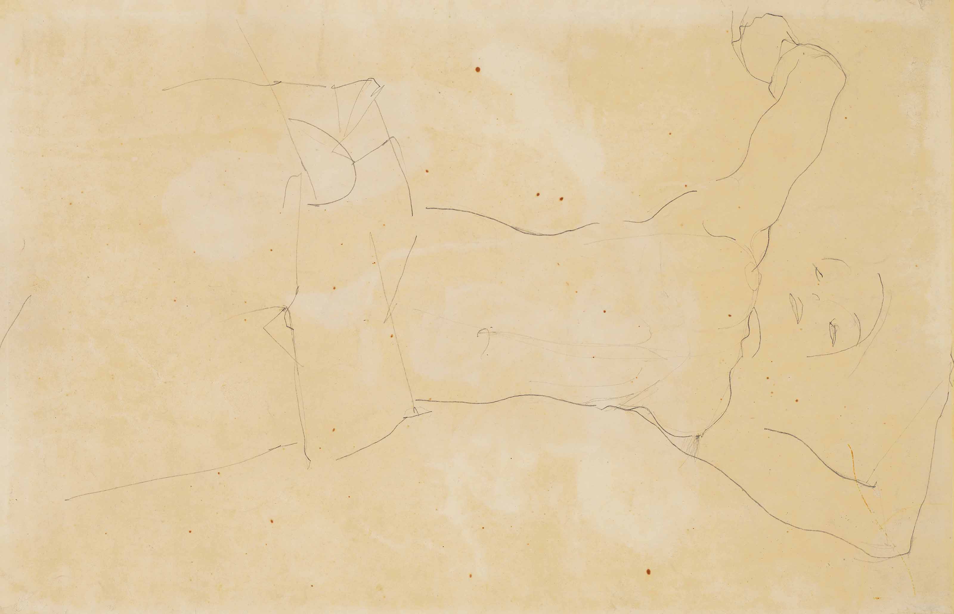 Egon Schiele — Туловище хоккеиста вайблихера (прямая сторона); нижняя часть туловища Вайблихера (обратная сторона), изображение 2