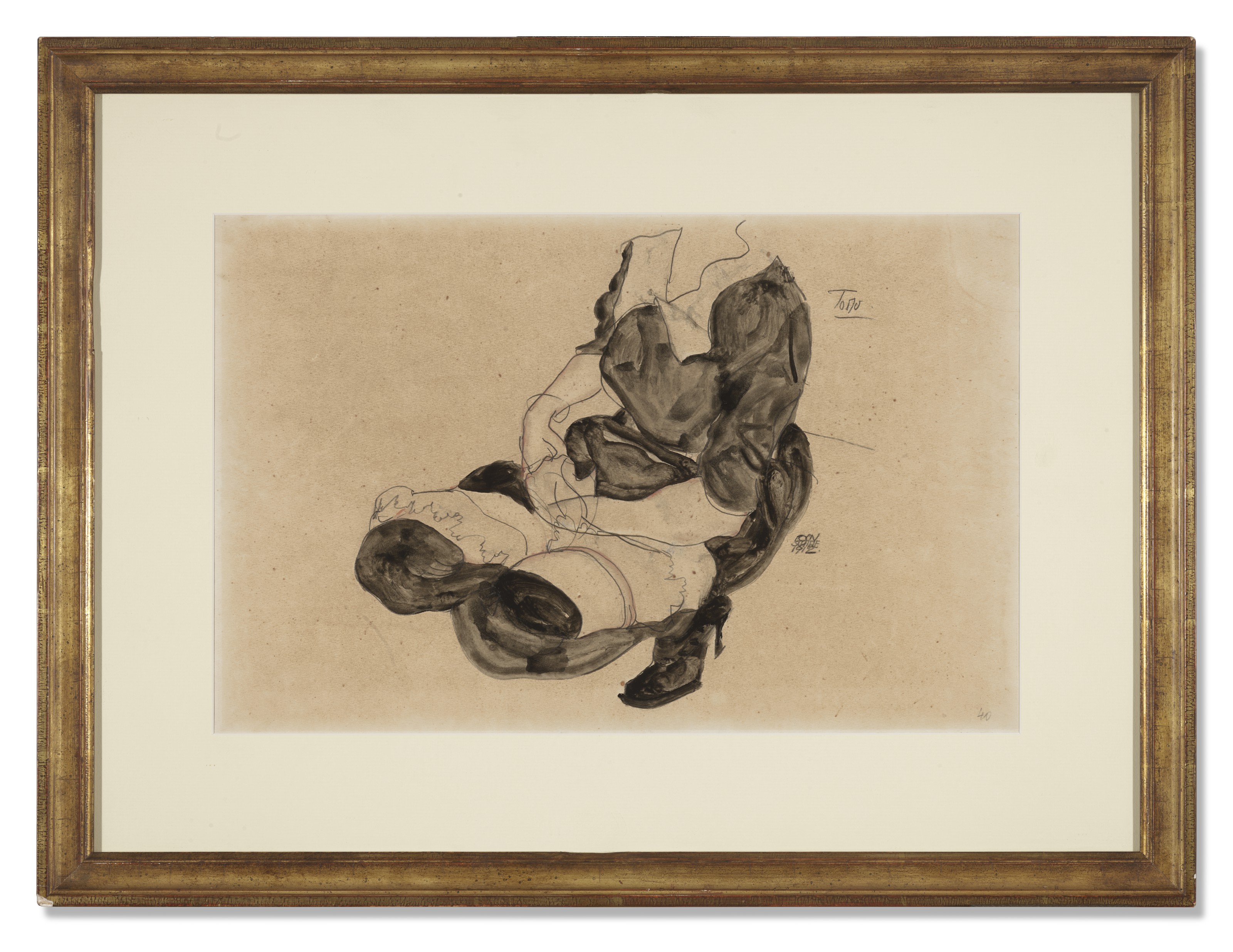 Egon Schiele — Туловище хоккеиста вайблихера (прямая сторона); нижняя часть туловища Вайблихера (обратная сторона), изображение 3