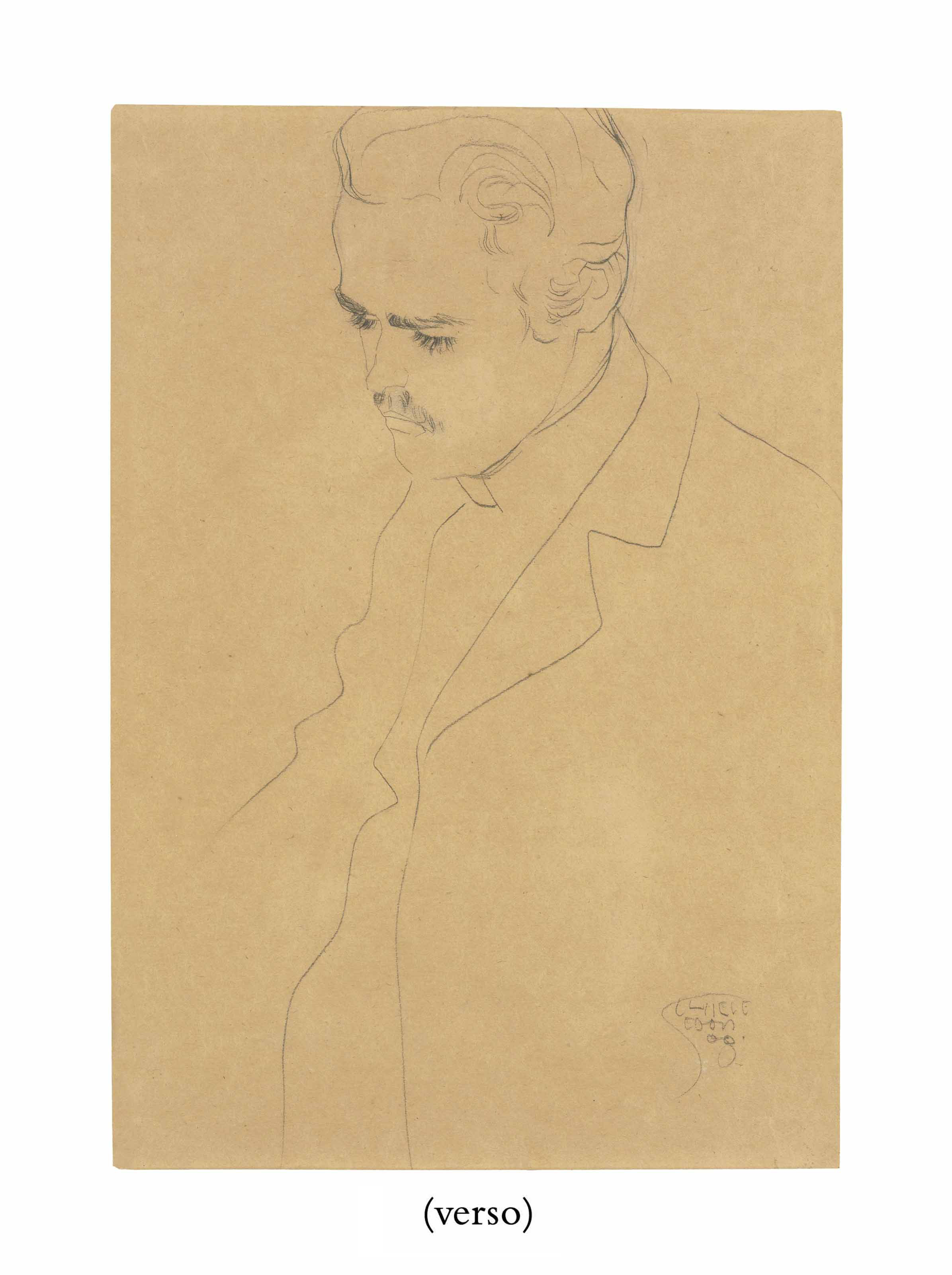 Egon Schiele — Обнаженная женщина (сзади); Голова молодого человека (Ханс Массманн) (оборотная сторона), изображение 2