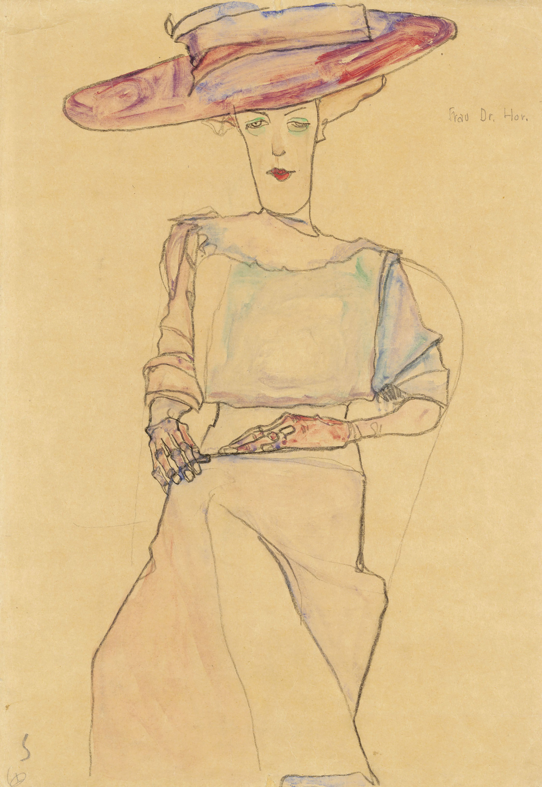 Egon Schiele — Портрет фрау доктор Хорак (спереди); оригинальная фигура (сзади), изображение 1