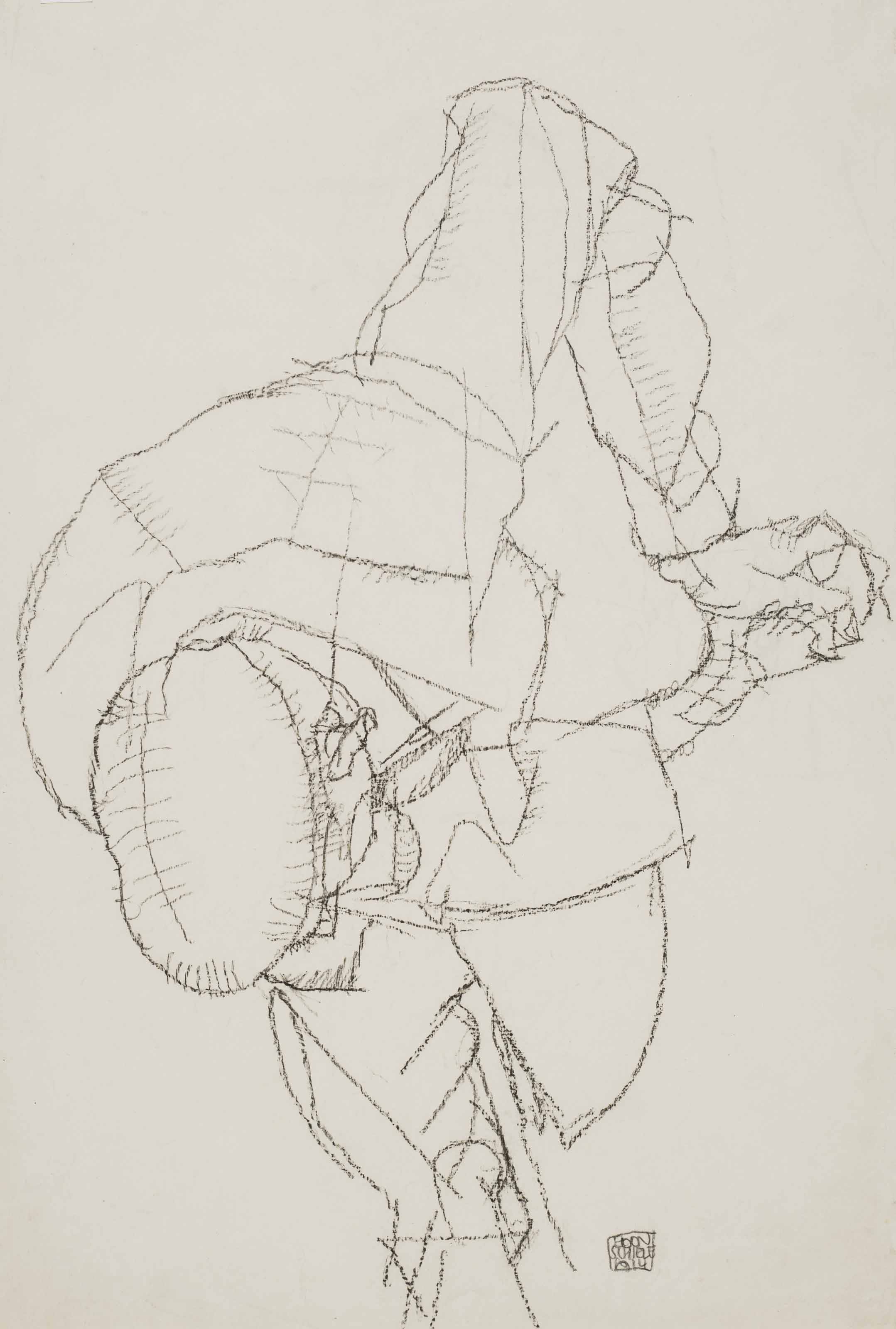Egon Schiele — Бильднис Франц Хауэр (справа) ; Гебегт шрайтендер Юнглинг в Ауфсихте (Матроуз) (слева), изображение 2