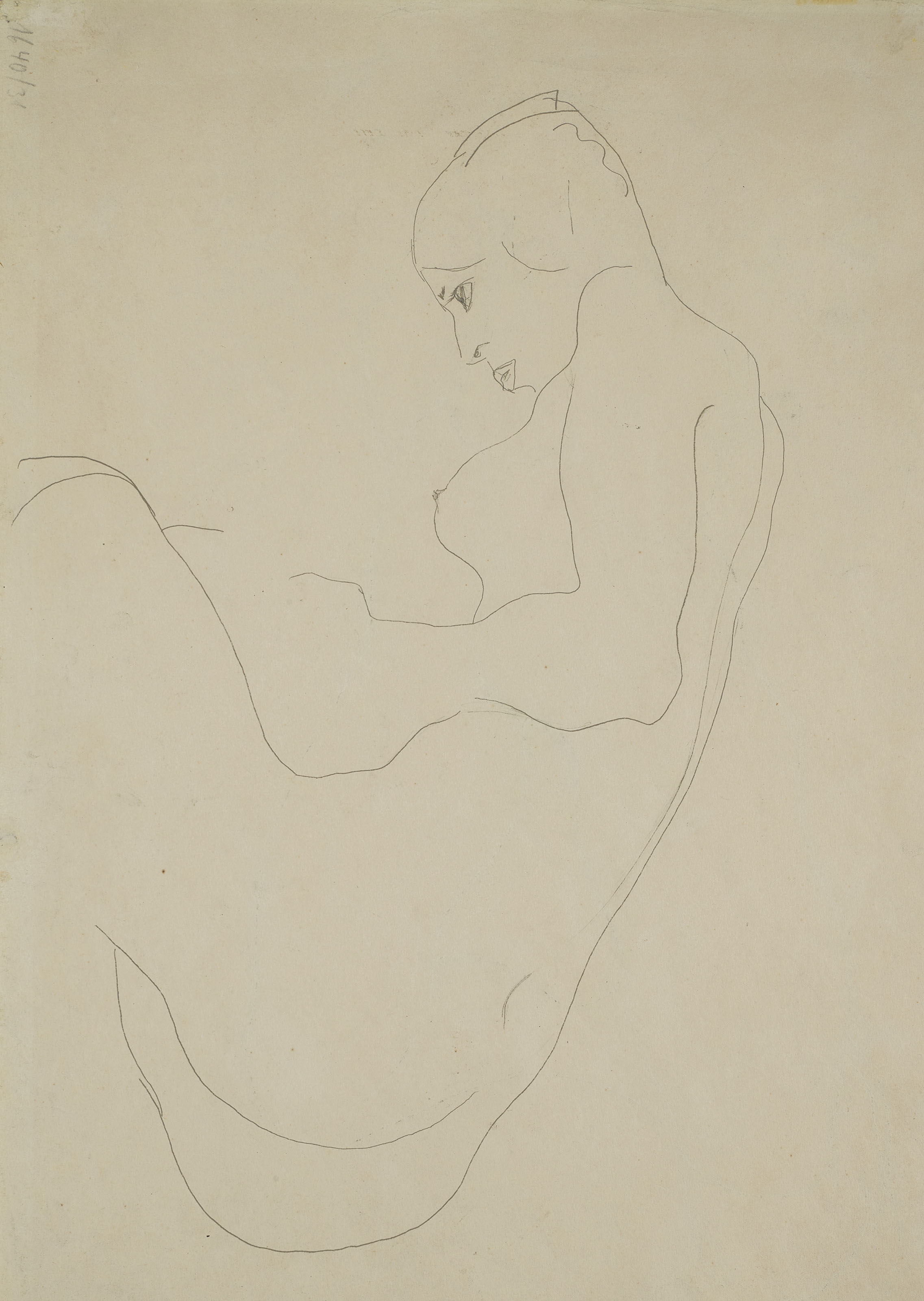 Egon Schiele — Ножной ремень weiblicher Akt (прямой); Сидячий ремень Akt (оборотная сторона), изображение 4