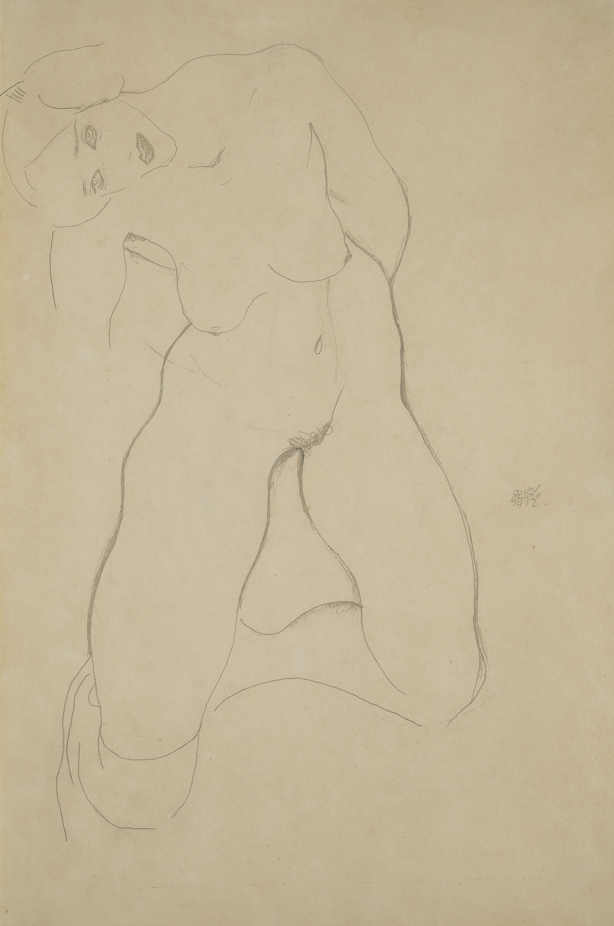 Egon Schiele — Ножной ремень weiblicher Akt (прямой); Сидячий ремень Akt (оборотная сторона), изображение 5