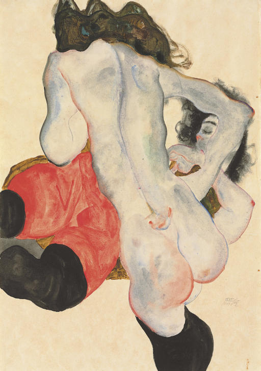 Egon Schiele — Женщина-владелец шланга для розжига и штендера weiblicher Akt