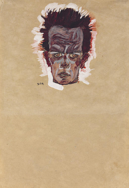 Egon Schiele — Сельбстбилднис, Копф ( справа ); Портрет Ханса Массманна ( сзади )