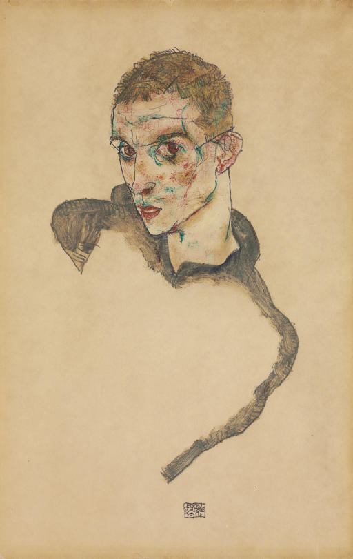 Egon Schiele — Сельбстбилднис ( спереди ); Жена ( сзади )
