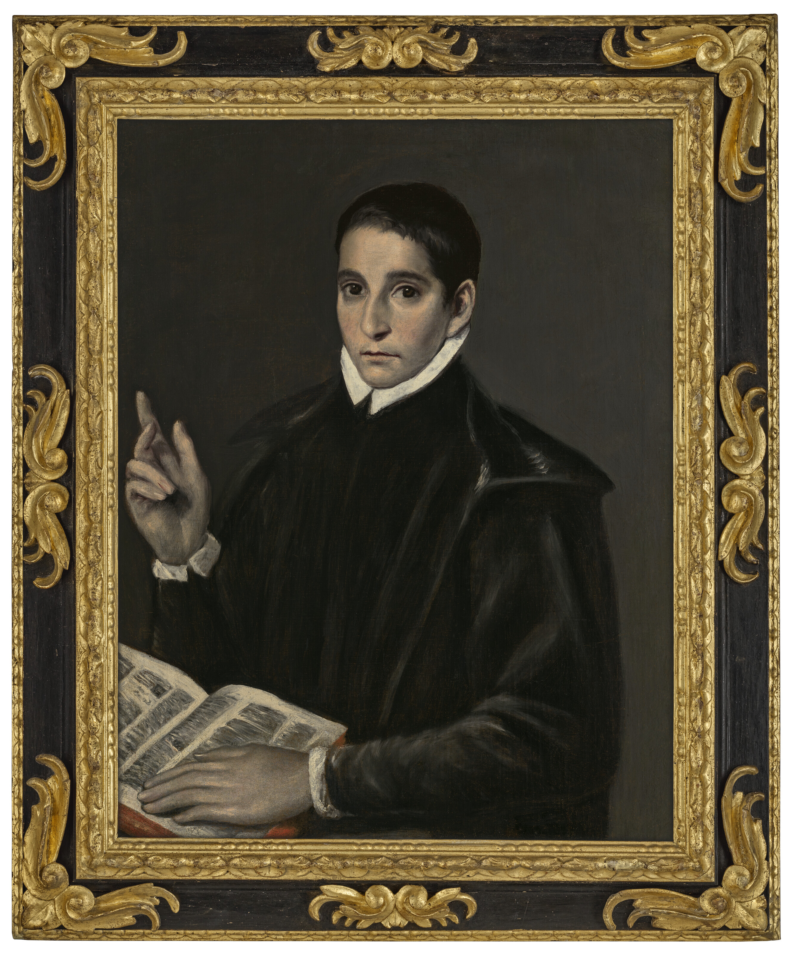 El Greco — Портрет молодого человека, традиционно идентифицируемого как святой Алоизий (Луиджи) Гонзага (1568-1591), в полный рост, с книгой, изображение 2