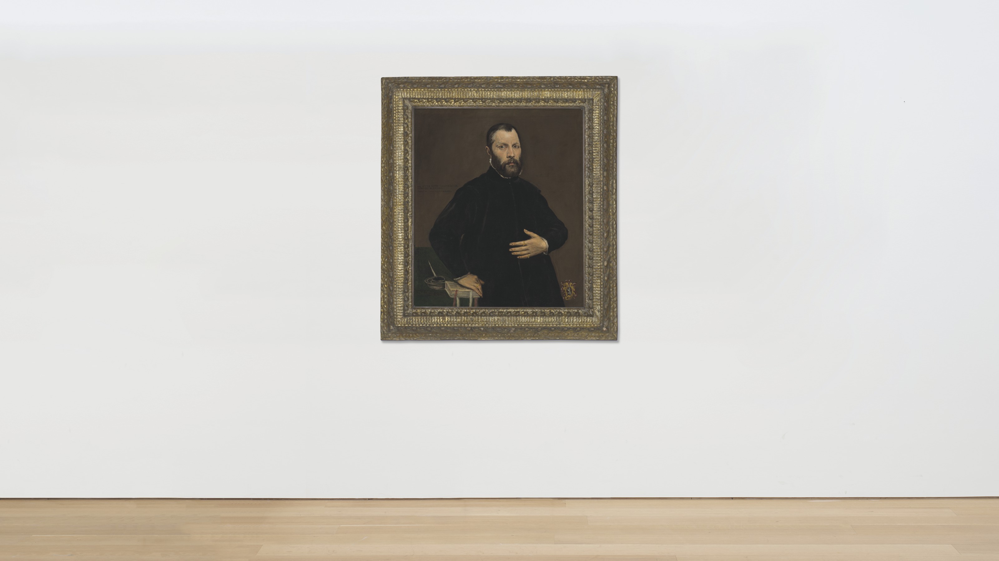 El Greco — Портрет джентльмена в полный рост, в черном, его правая рука покоится на книге, изображение 4