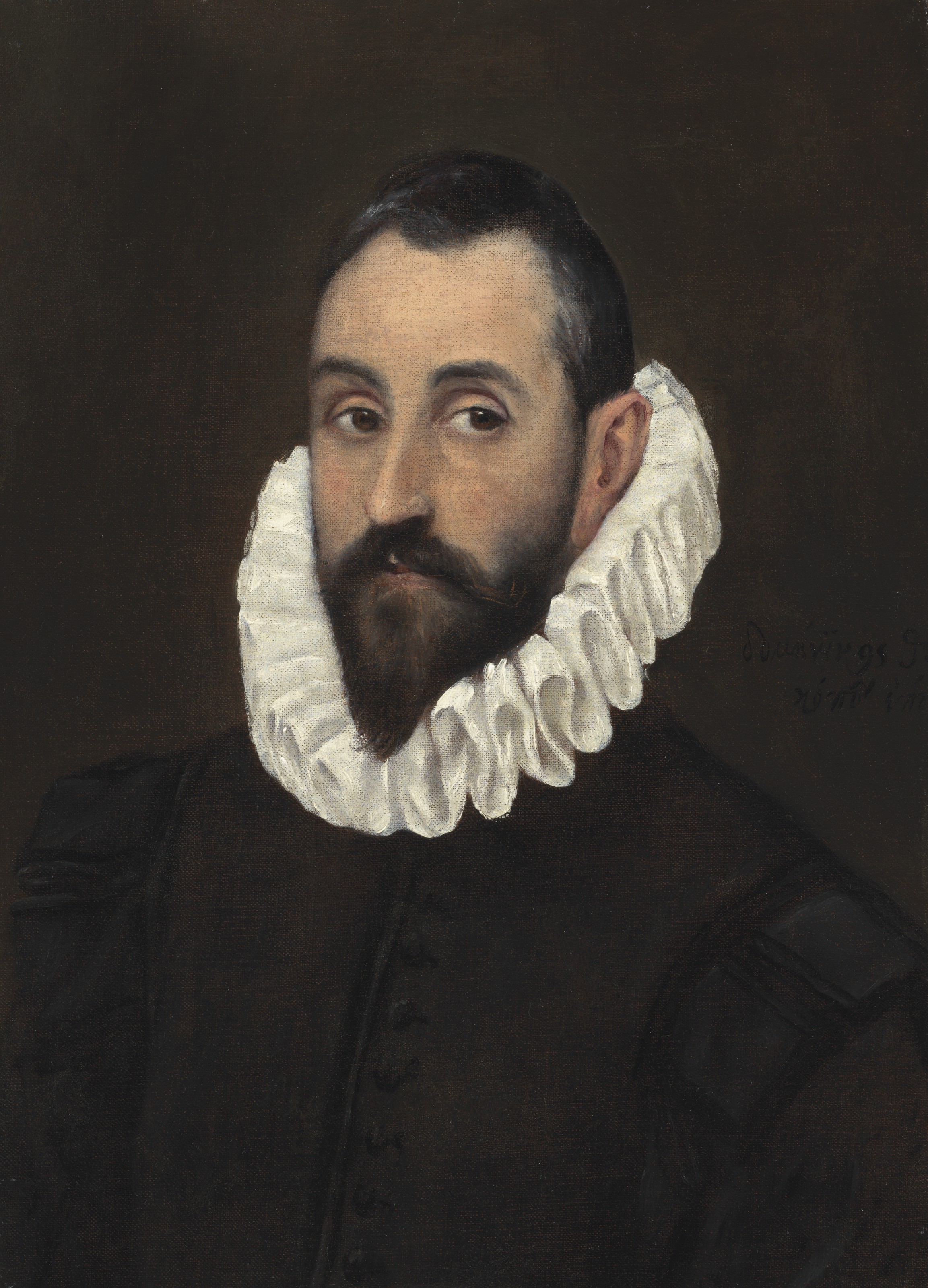 El Greco — Портрет джентльмена, во весь рост, в черном камзоле и с оборками в виде колесиков