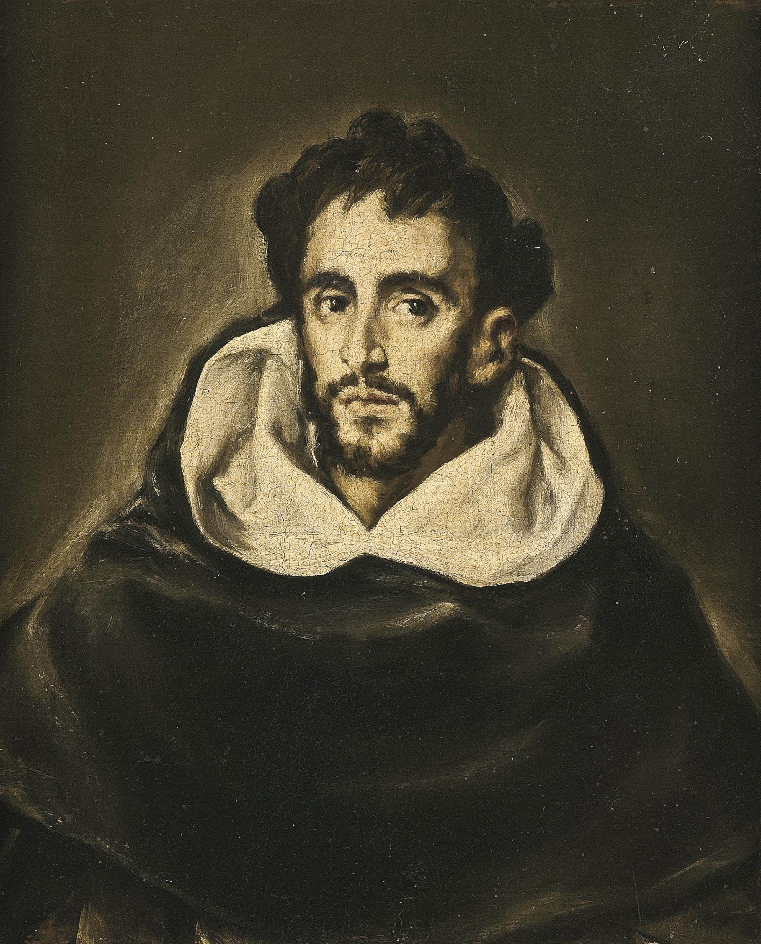 El Greco — Портрет отца Гортензио Феликса Паравичино, во весь рост, в черных одеждах